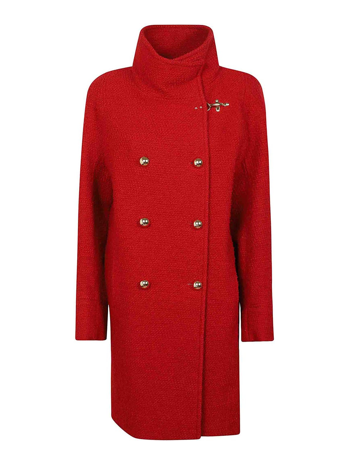 Shop Fay Double-breasted Coat In  Wool In Rojo