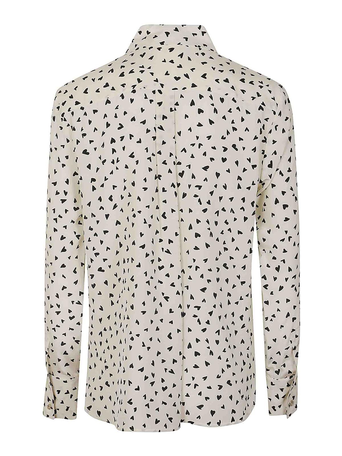 Shop Max Mara Black Patterned Crepe De Chine Shirt In Crema