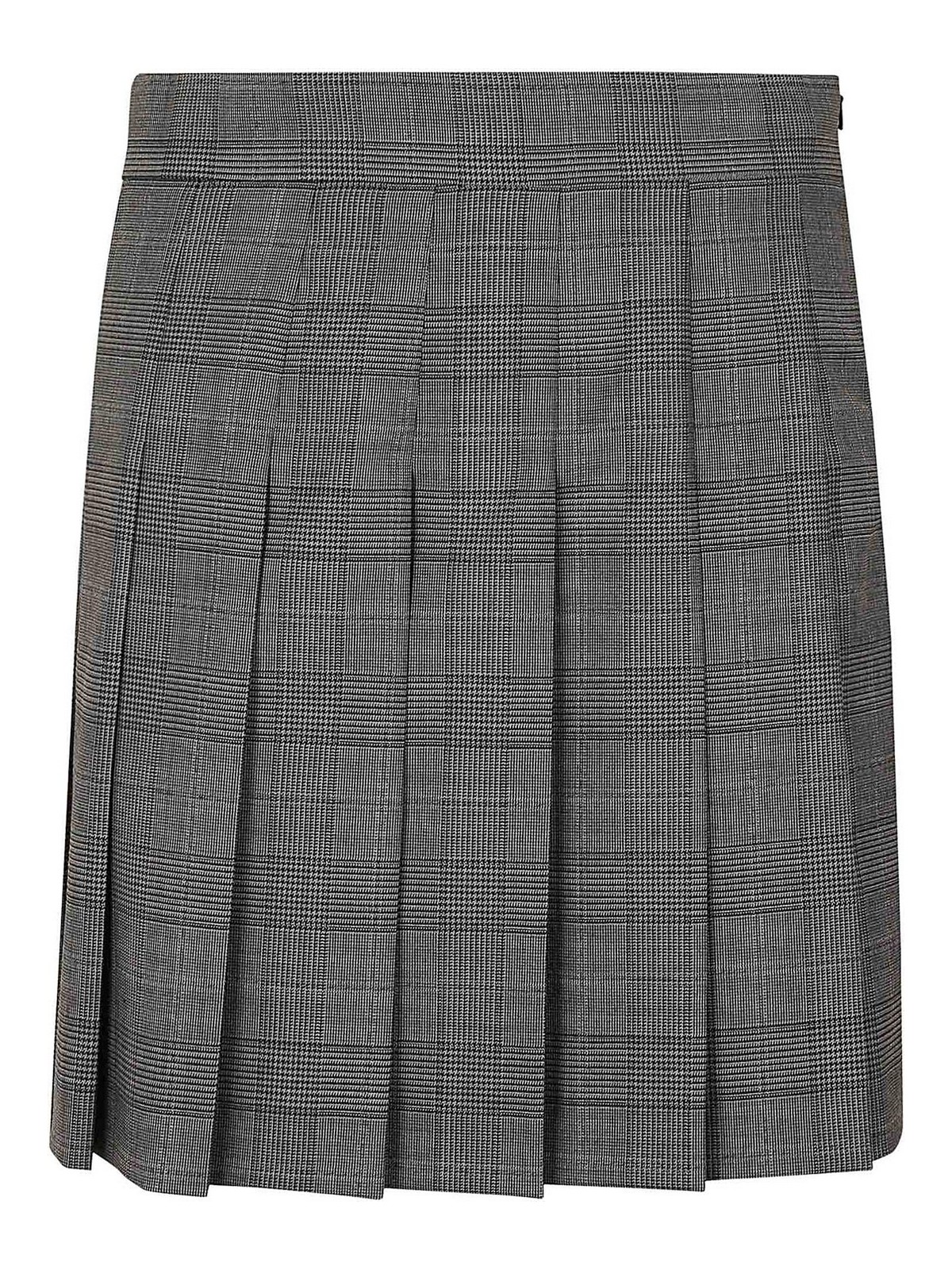 Max Mara Pleated Mini Skirt In Welsh Pattern Blend Wit In Gris