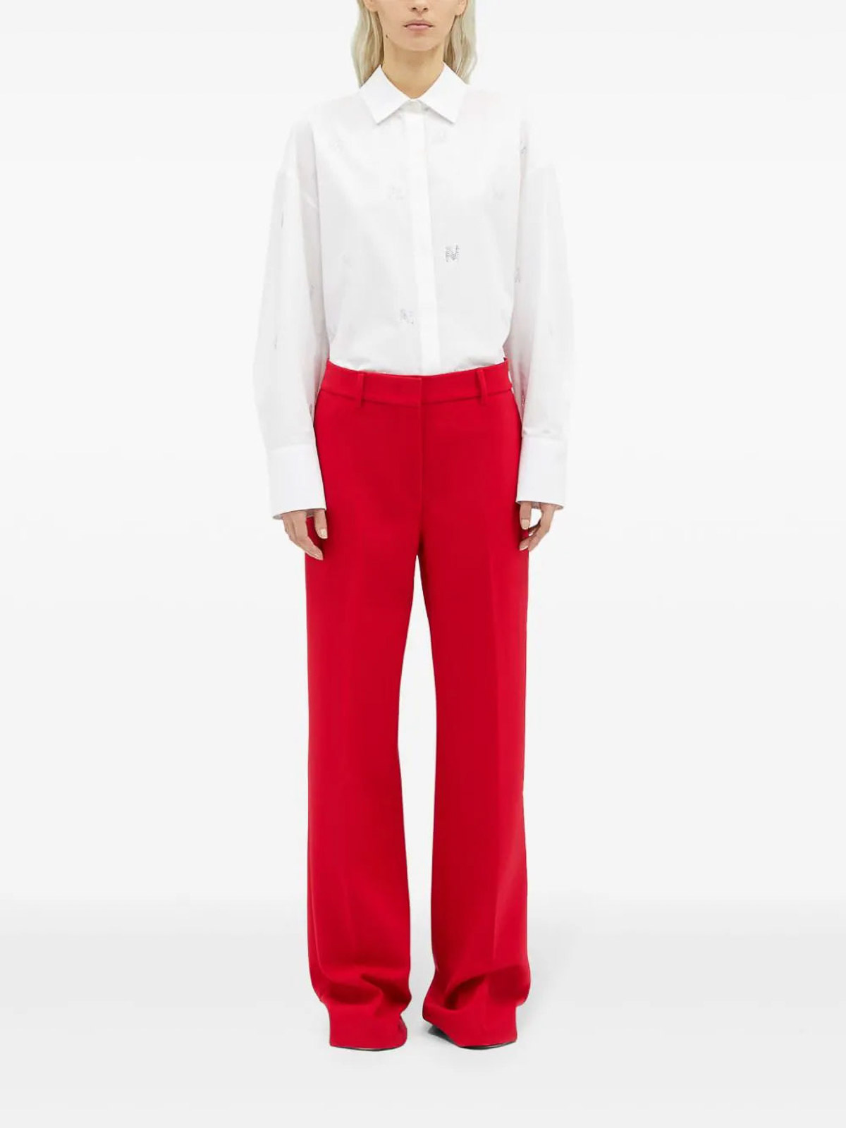 Shop Msgm Tailored Pants In Rojo