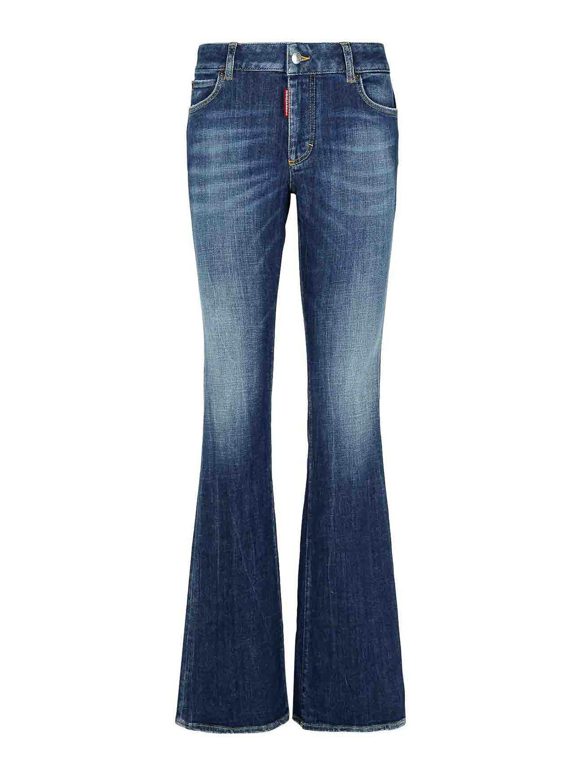 Shop Dsquared2 Flare Navy Denim Jeans In Dark Blue