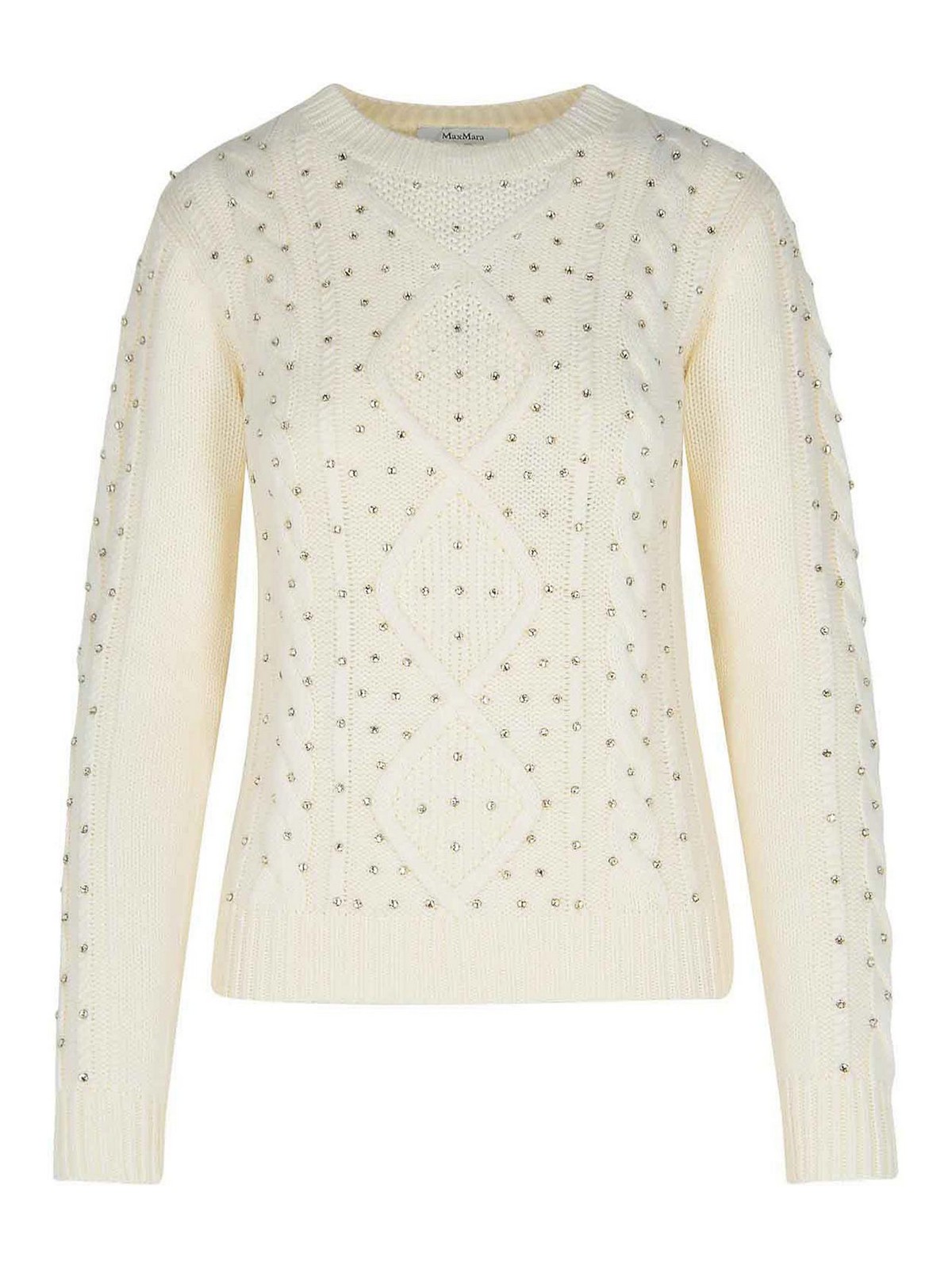 Shop Max Mara Onde White Wool Blend Sweater