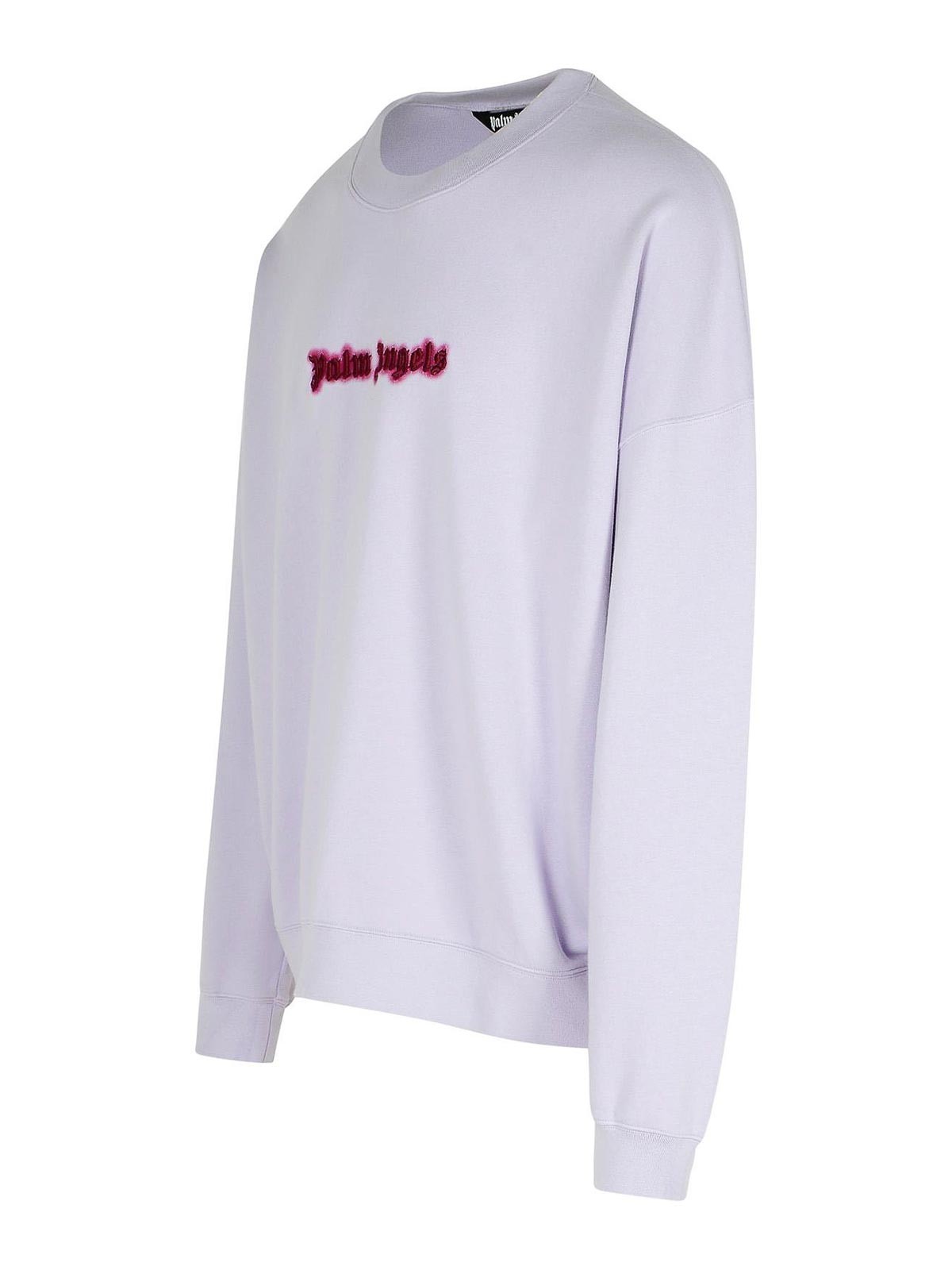 Shop Palm Angels Neon Lilac Cotton Sweatshirt In Light Purple