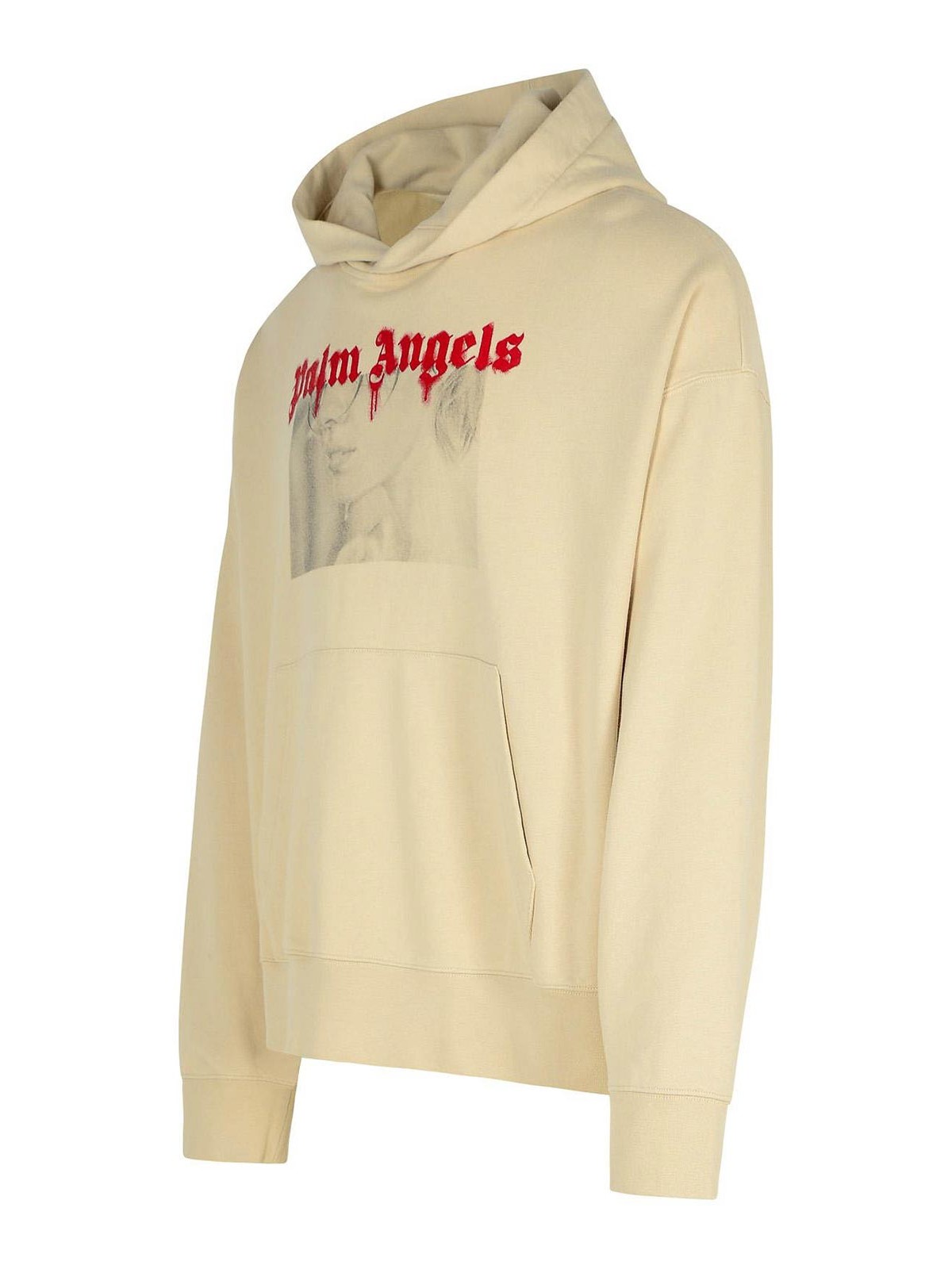 Shop Palm Angels Portrait Beige Cotton Sweatshirt