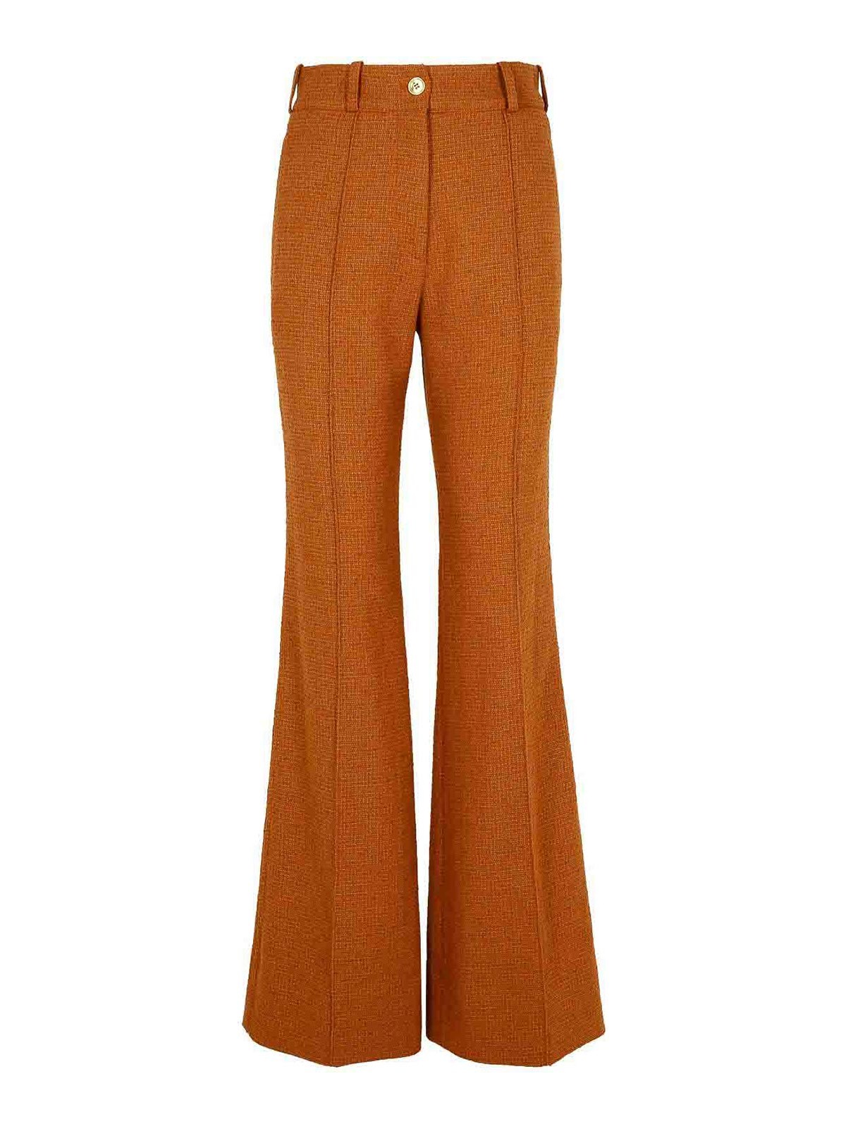 Shop Patou Brown Wool Blend Flare Pants