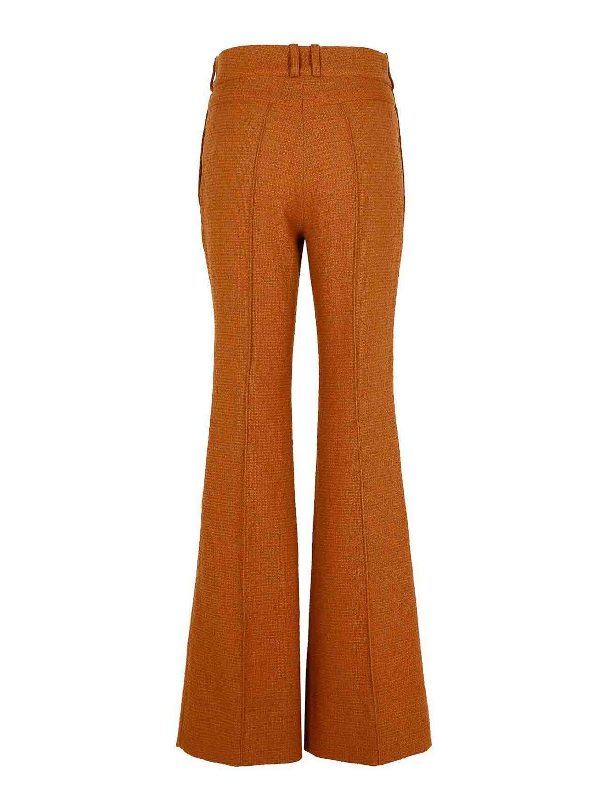 Shop Patou Brown Wool Blend Flare Pants