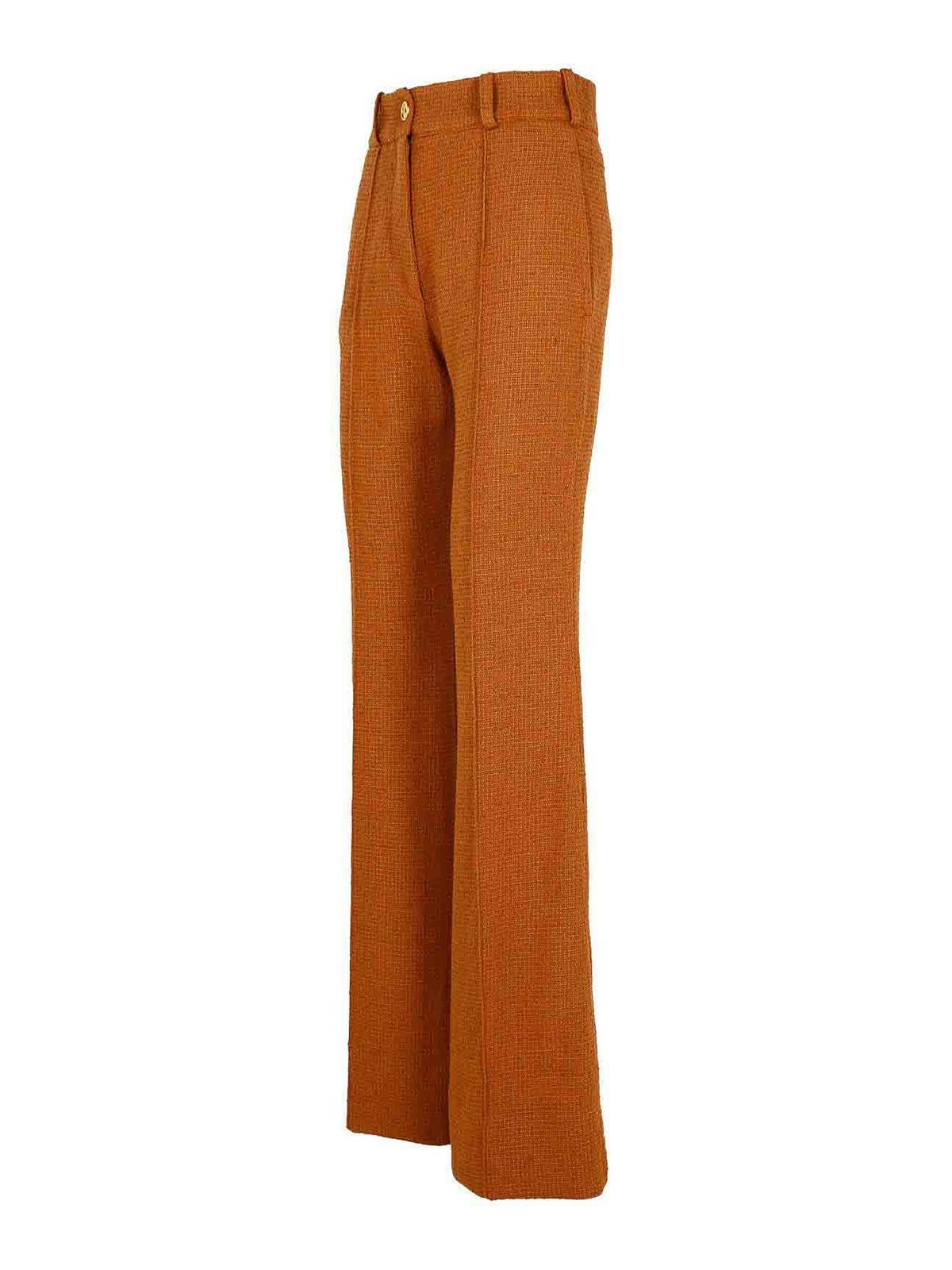 Shop Patou Brown Wool Blend Flare Pants