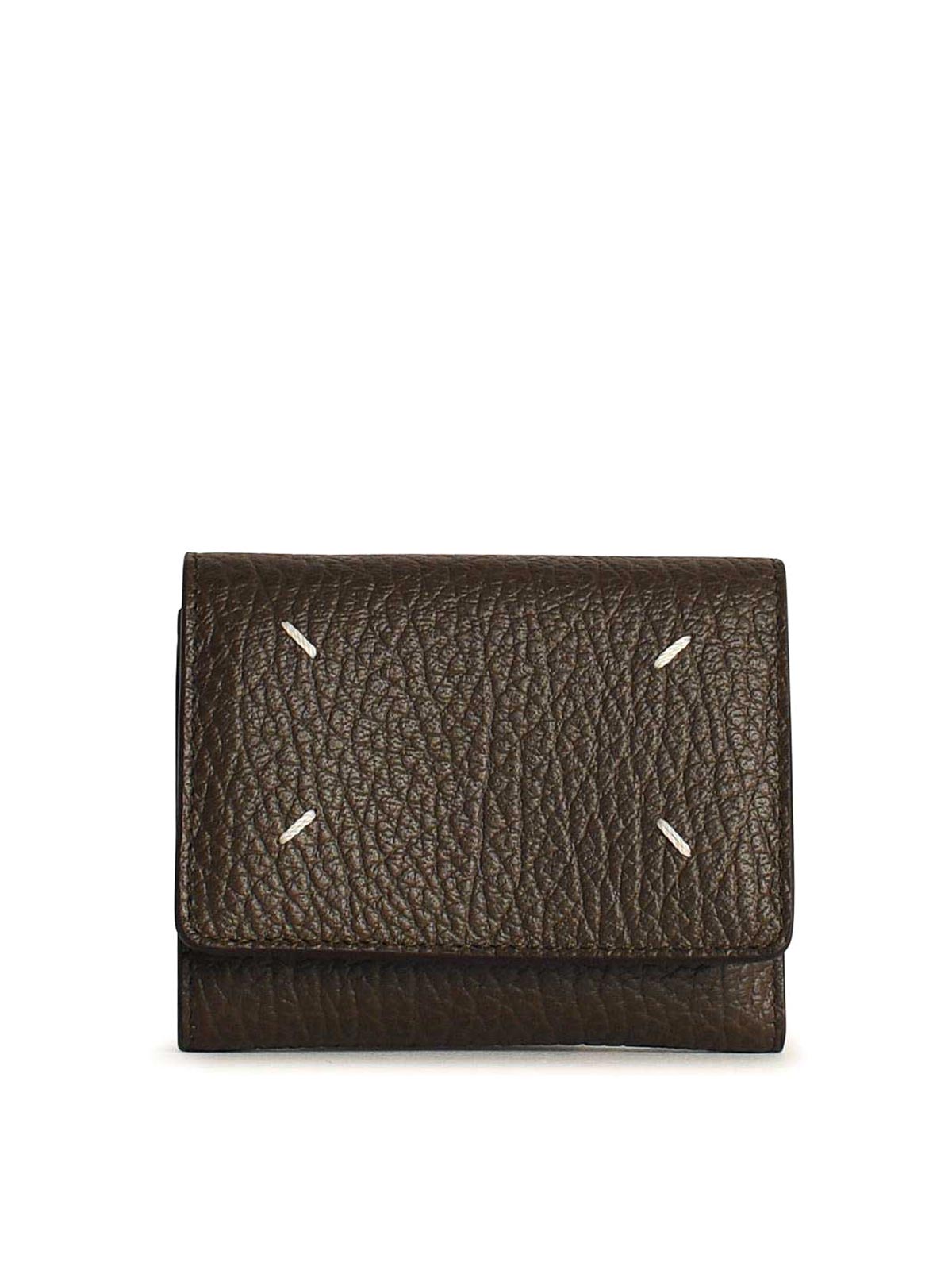 Shop Maison Margiela Brown Embossed Leather Wallet In Marrón