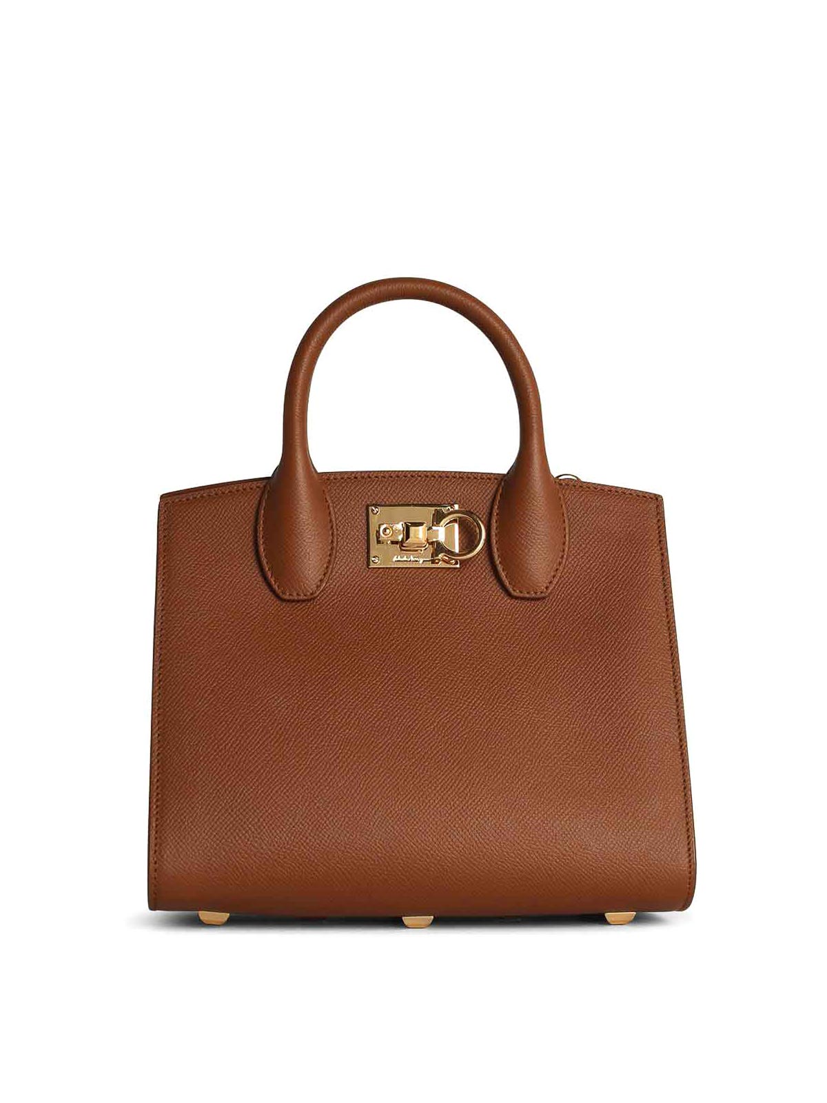 Shop Ferragamo Box Mini Bag In Brown Leather