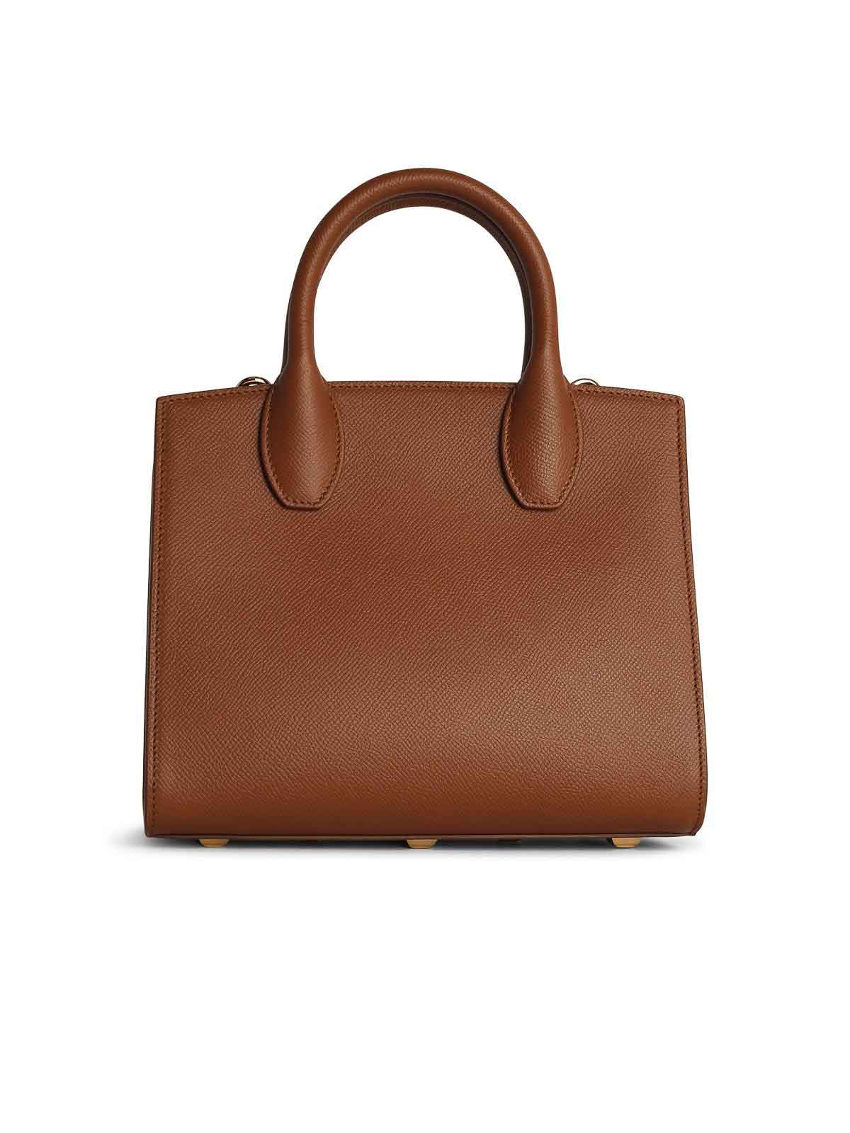 Shop Ferragamo Box Mini Bag In Brown Leather