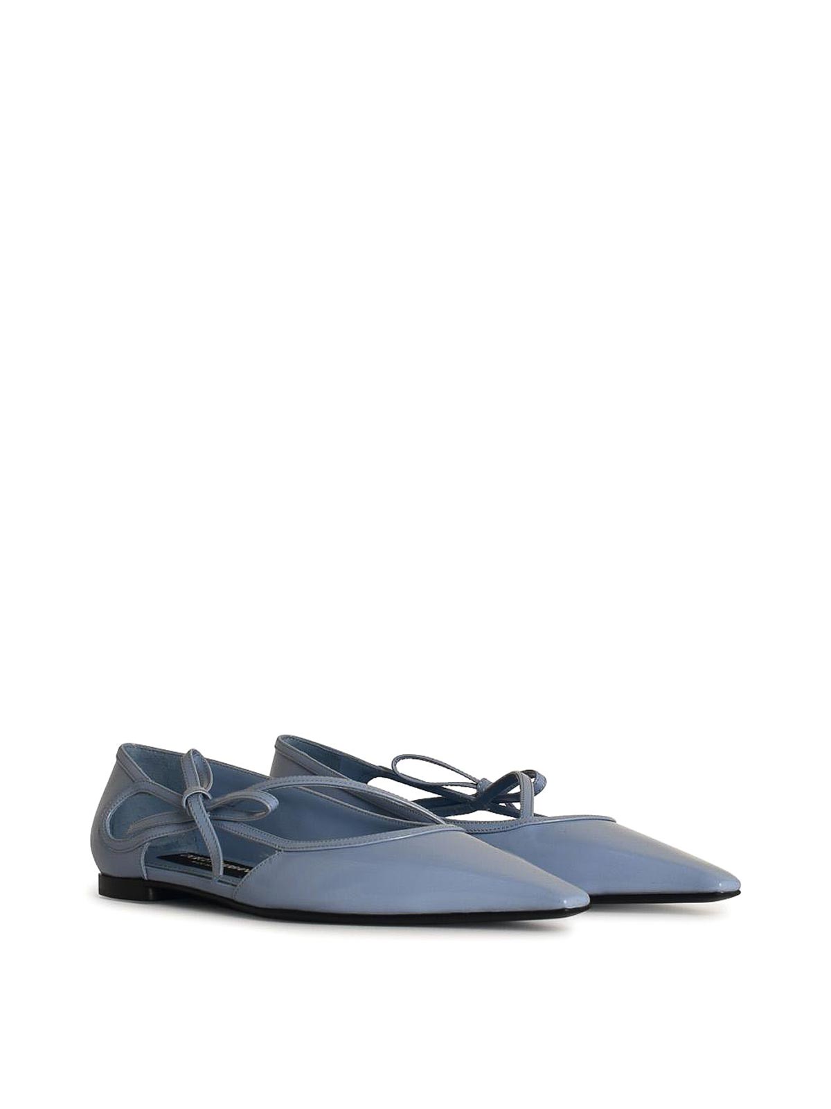 Shop Dolce & Gabbana Light Blue Leather Ballet Flats