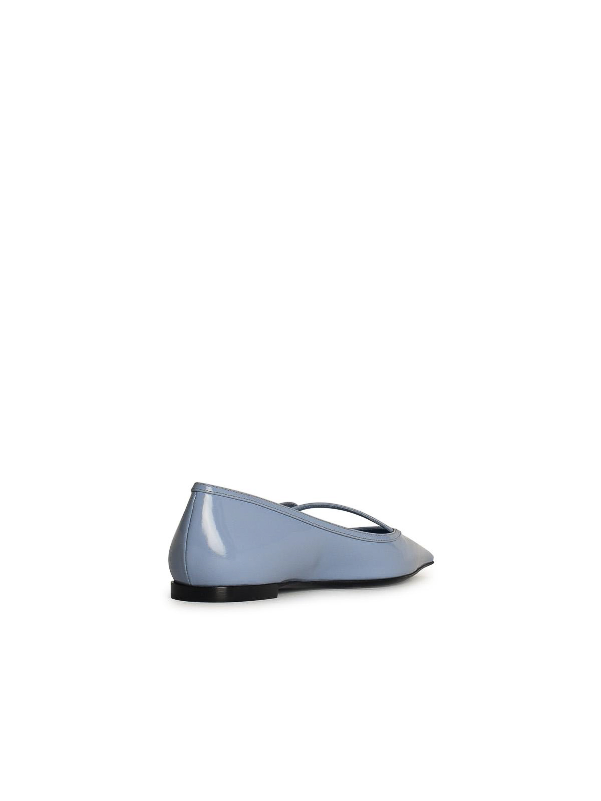 Shop Dolce & Gabbana Light Blue Leather Ballet Flats