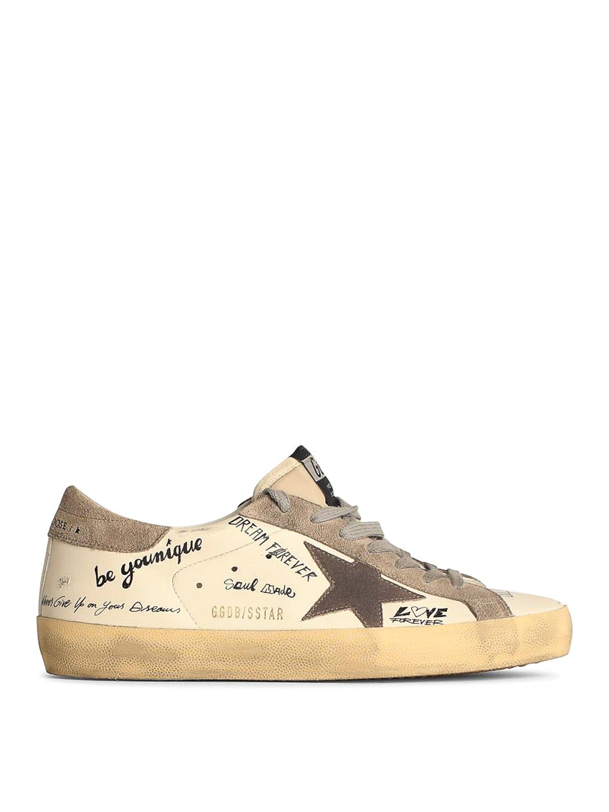 Shop Golden Goose White Leather Sneakers