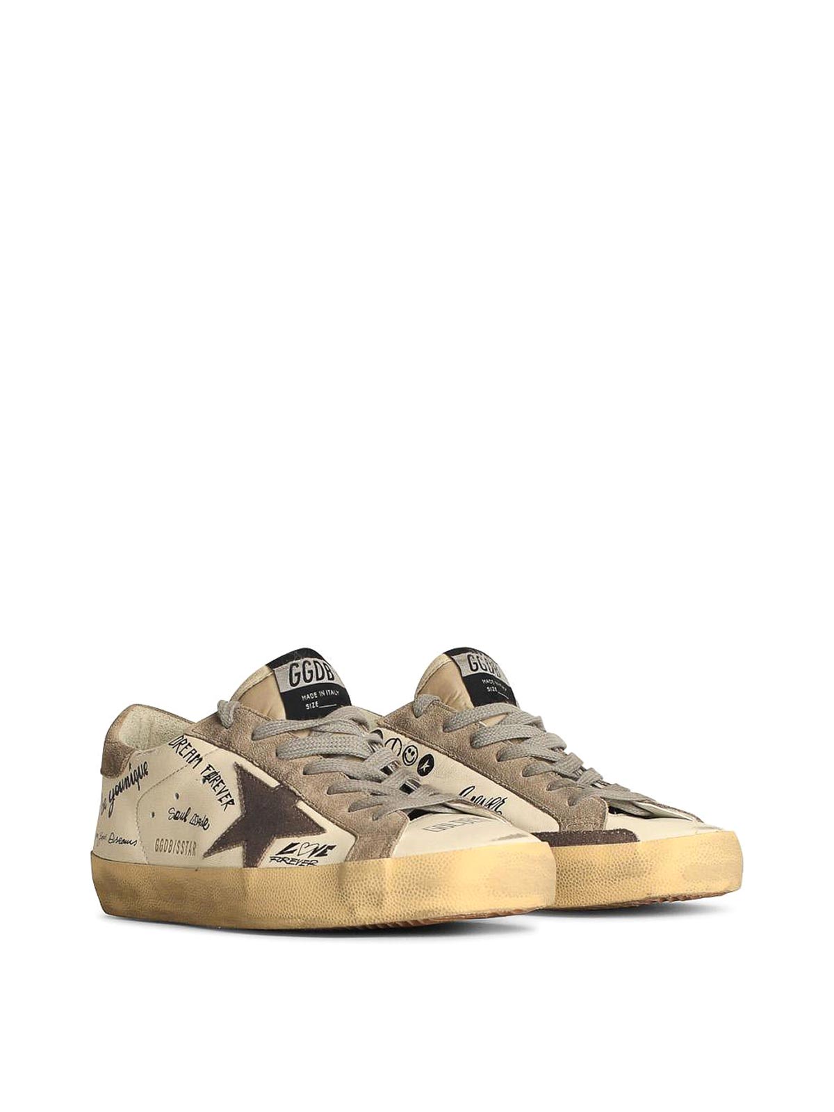 Shop Golden Goose White Leather Sneakers