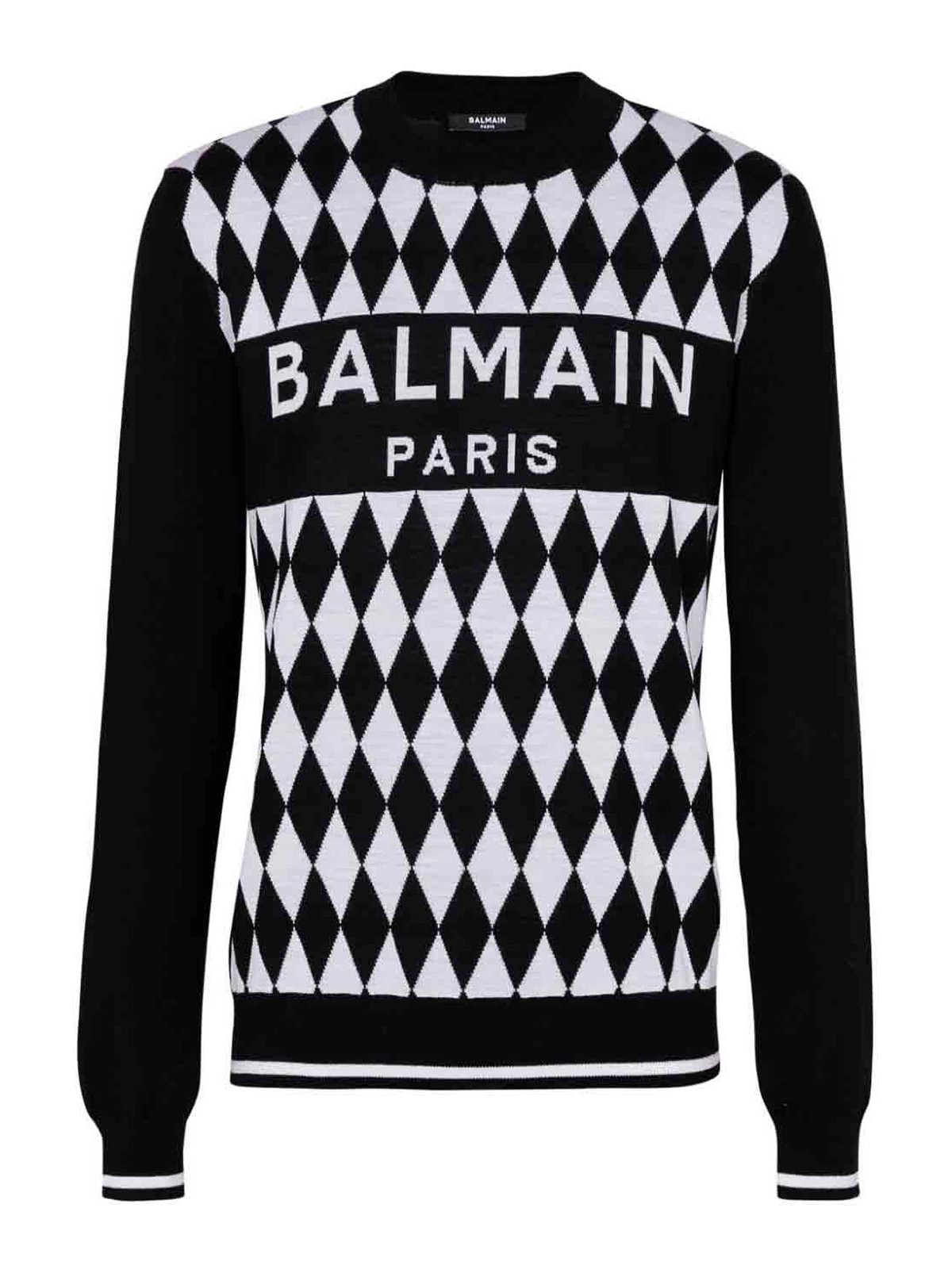 Shop Balmain Knitted Pullover In Negro