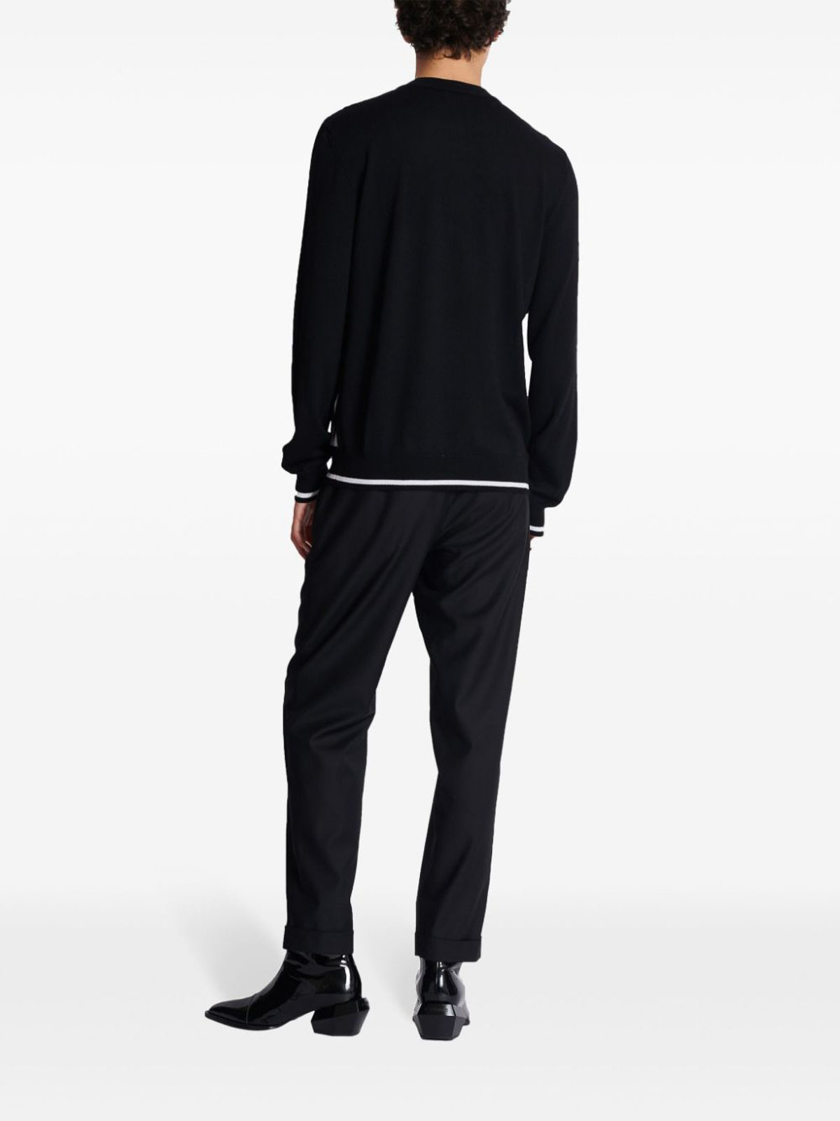 Shop Balmain Knitted Pullover In Negro