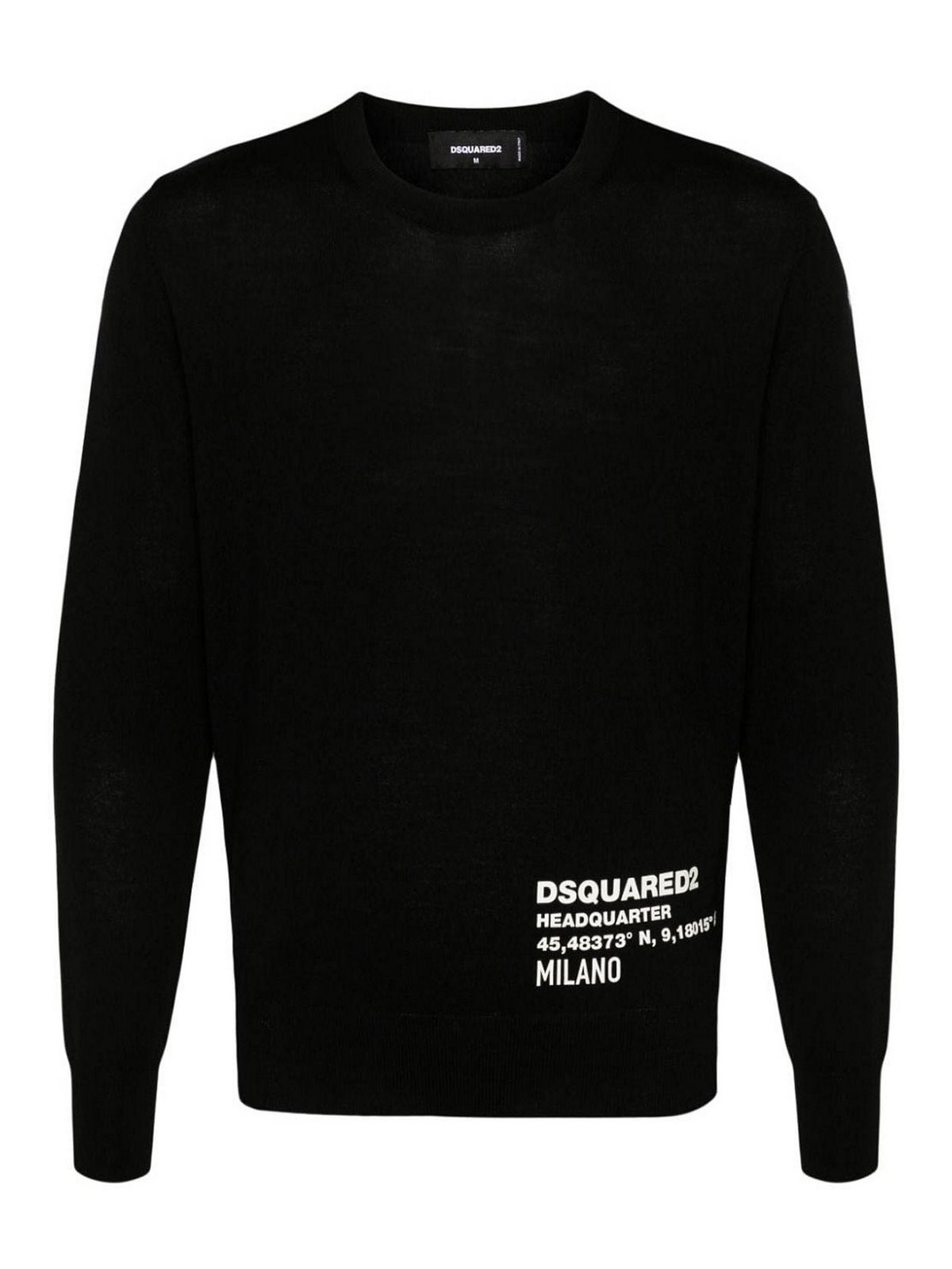 Dsquared2 Ceresio 9 Wool Crewneck Sweater In Black