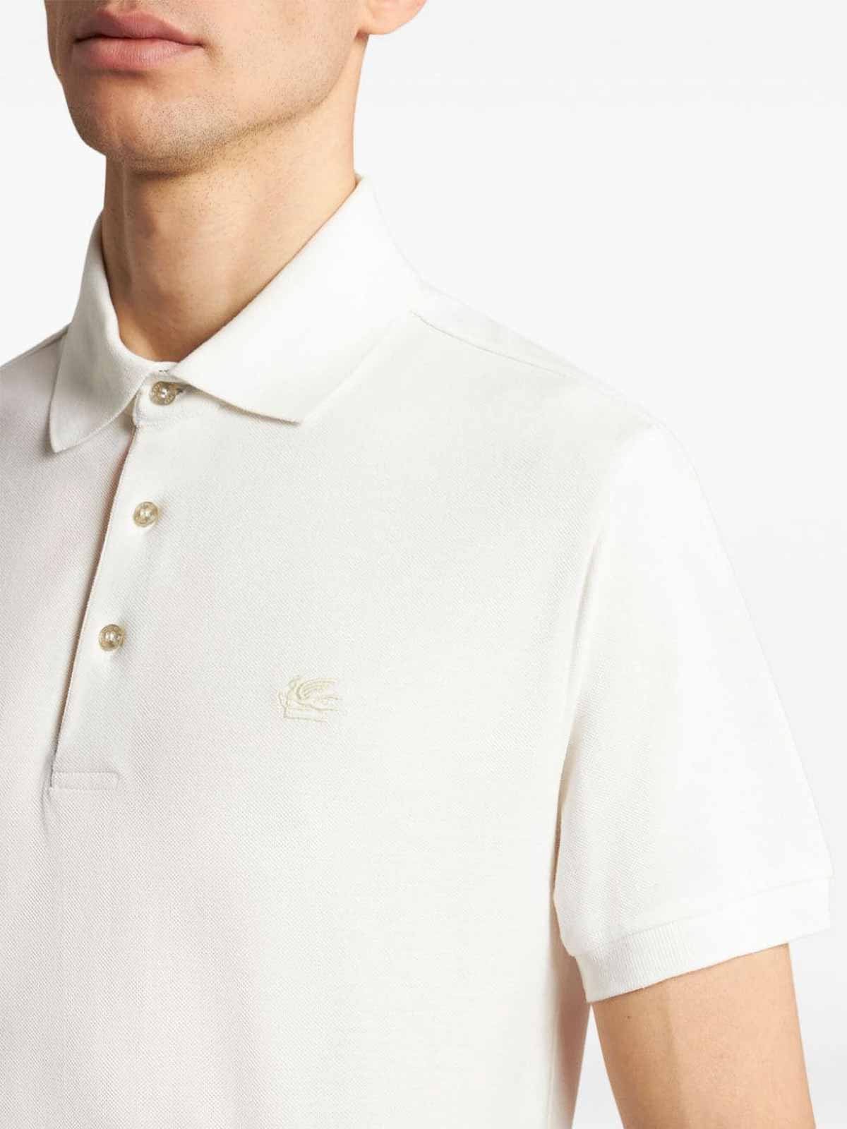 Shop Etro Cotton Polo In Blanco