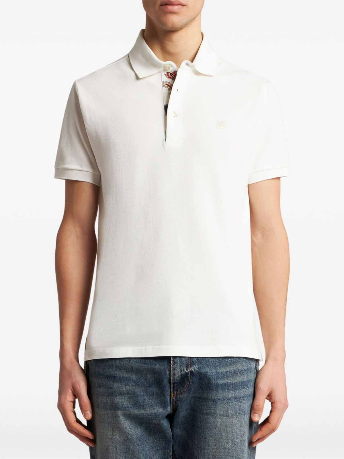 Shop Etro Cotton Polo In Blanco