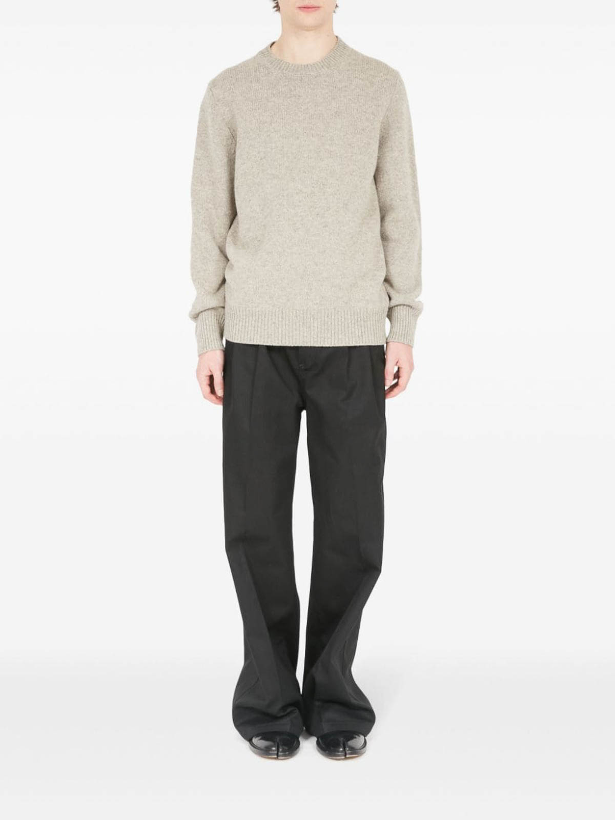 Shop Maison Margiela Knitted Pullover In Beis