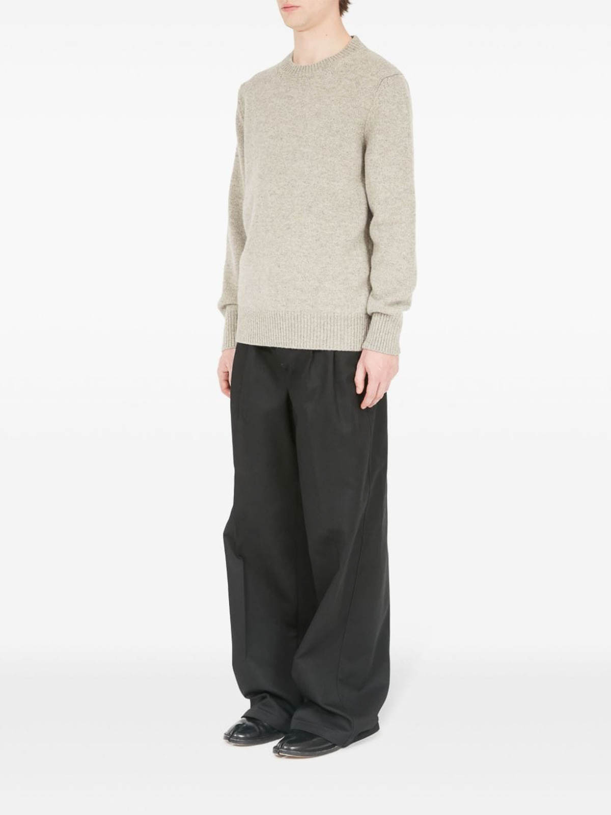 Shop Maison Margiela Knitted Pullover In Beis