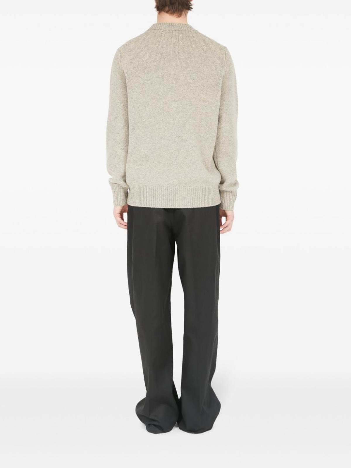 Shop Maison Margiela Knitted Pullover In Beis