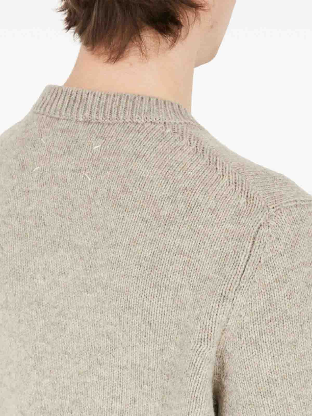 Shop Maison Margiela Knitted Pullover In Beis