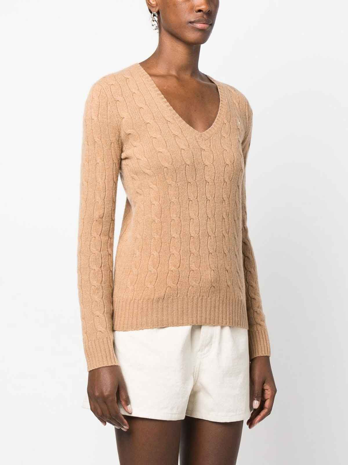 Shop Polo Ralph Lauren Knitted Pullover In Camel