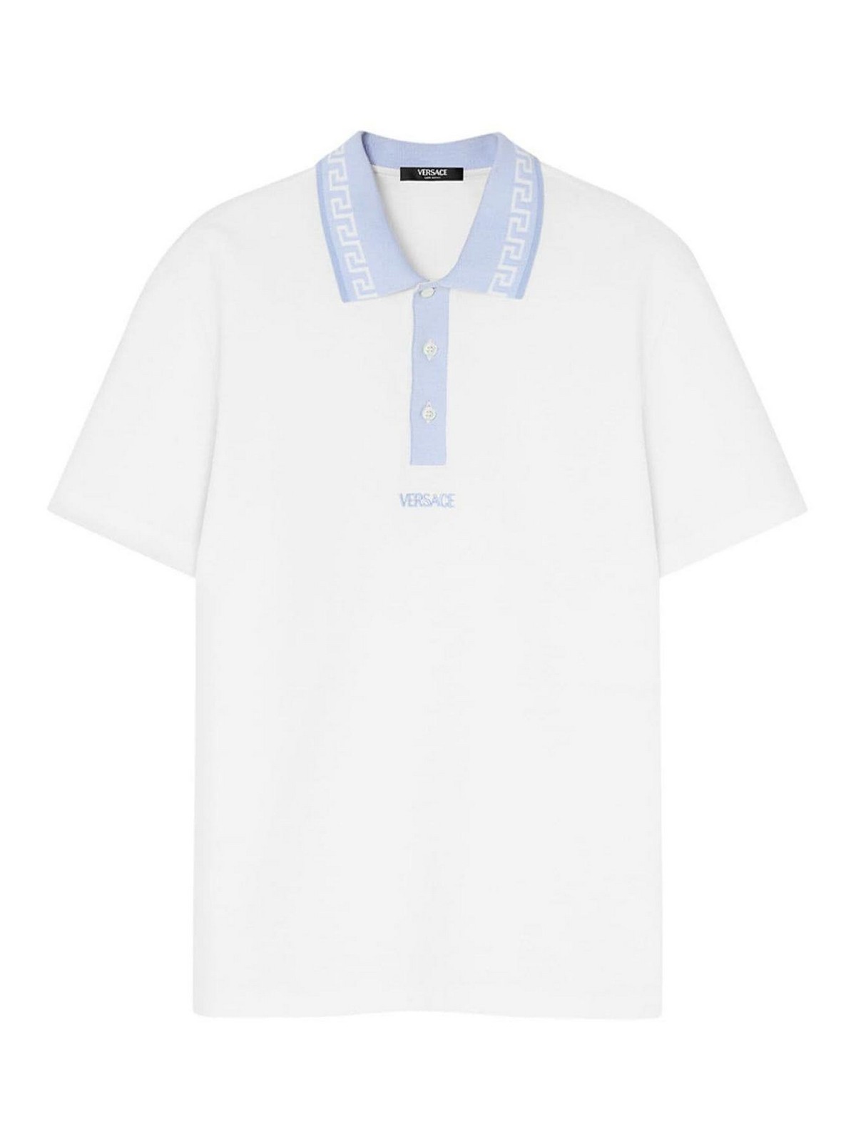 Shop Versace Cotton Polo In Blanco