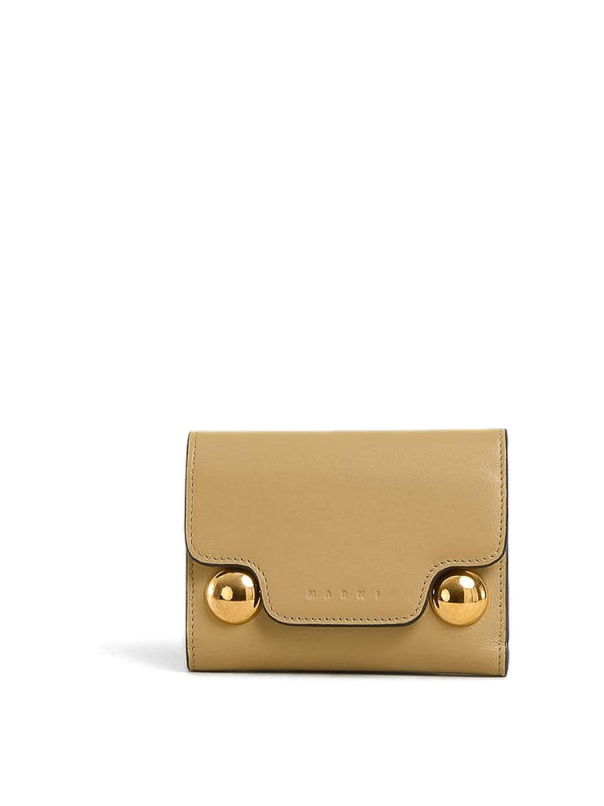 Marni Leather Wallet In Beis