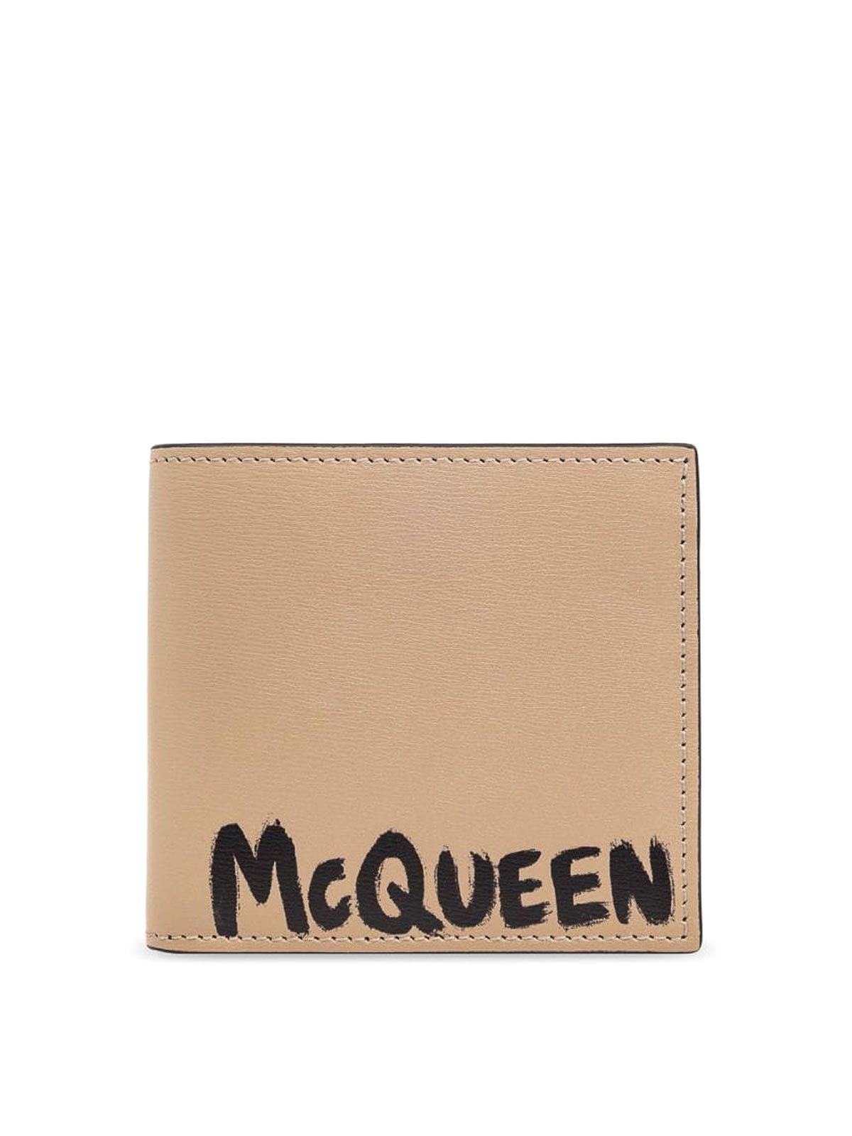 Shop Alexander Mcqueen Leather Wallet In Beis