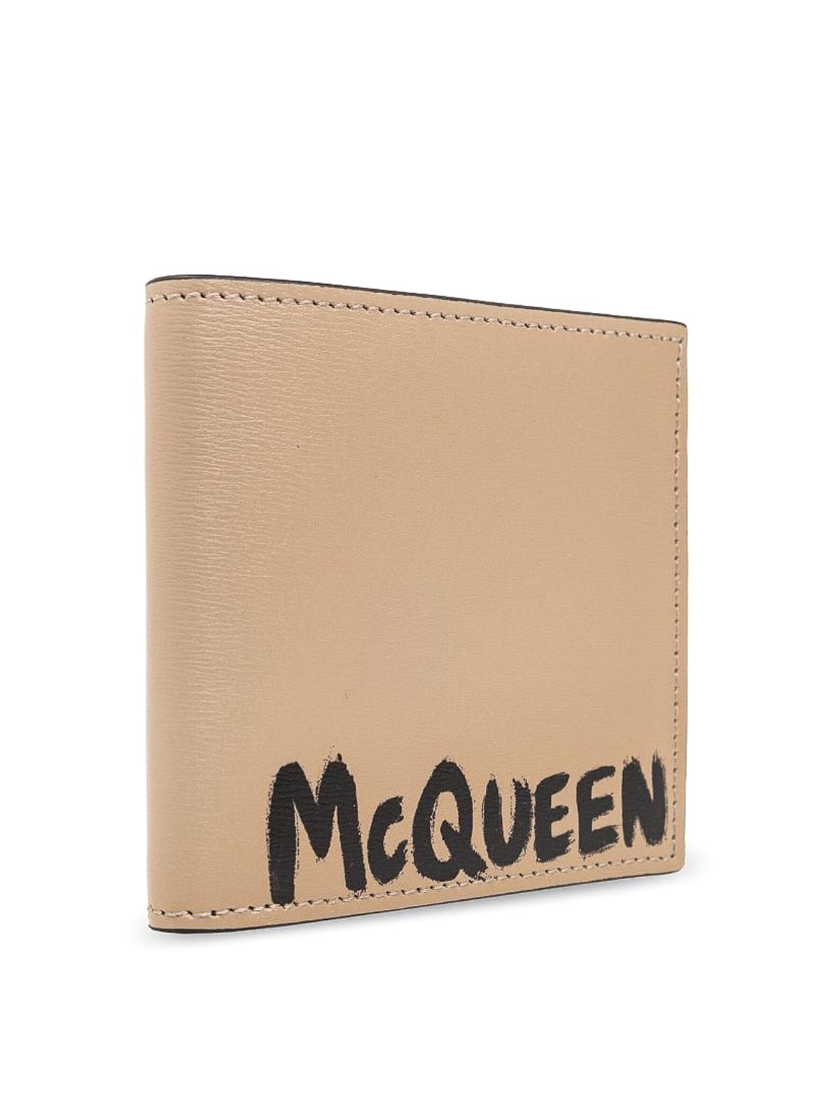 Shop Alexander Mcqueen Leather Wallet In Beis