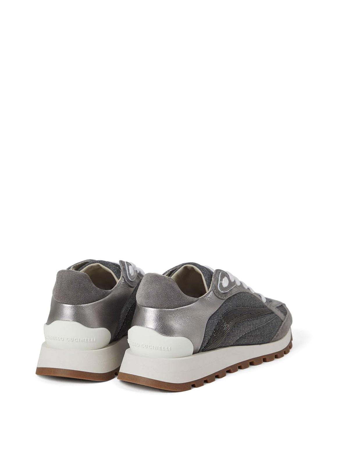 Shop Brunello Cucinelli Leather Sneakers In Gris