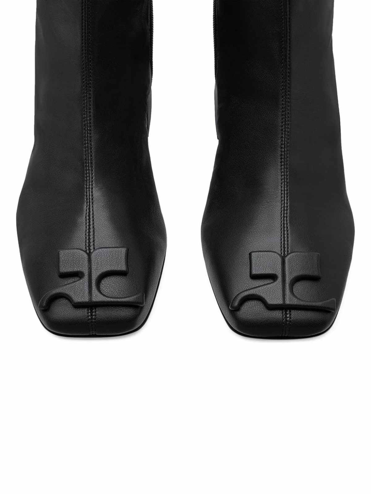 Shop Courrèges Leather High Boots In Negro