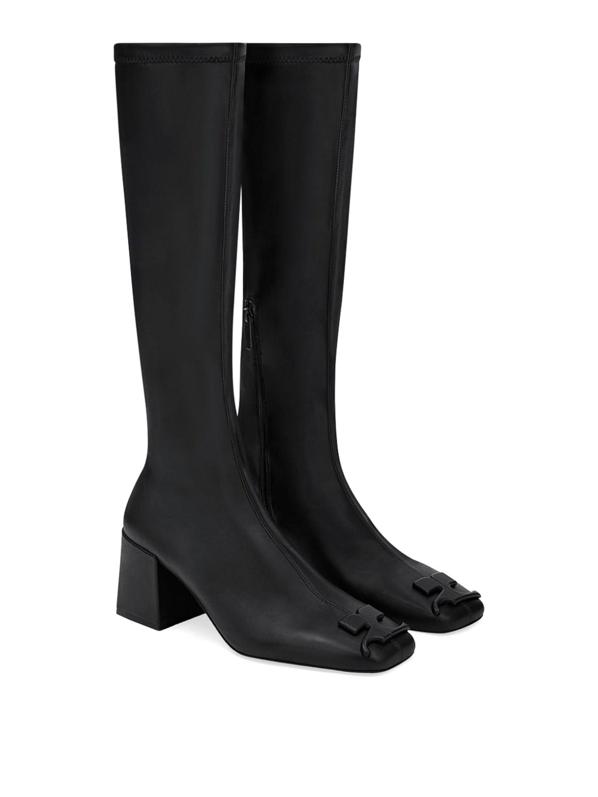 Shop Courrèges Leather High Boots In Negro