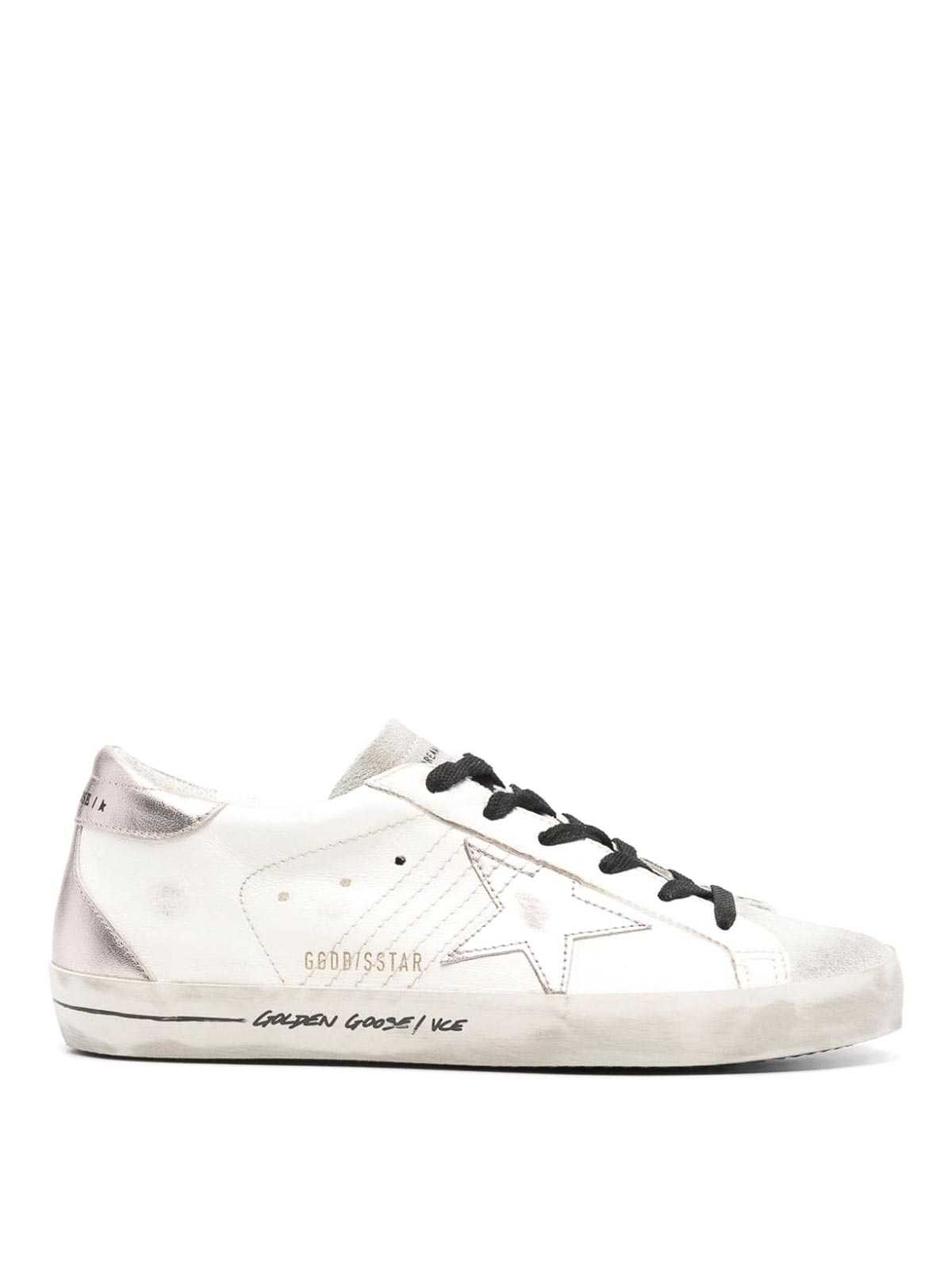 Golden Goose Super-star Leather Sneakers In Blanco