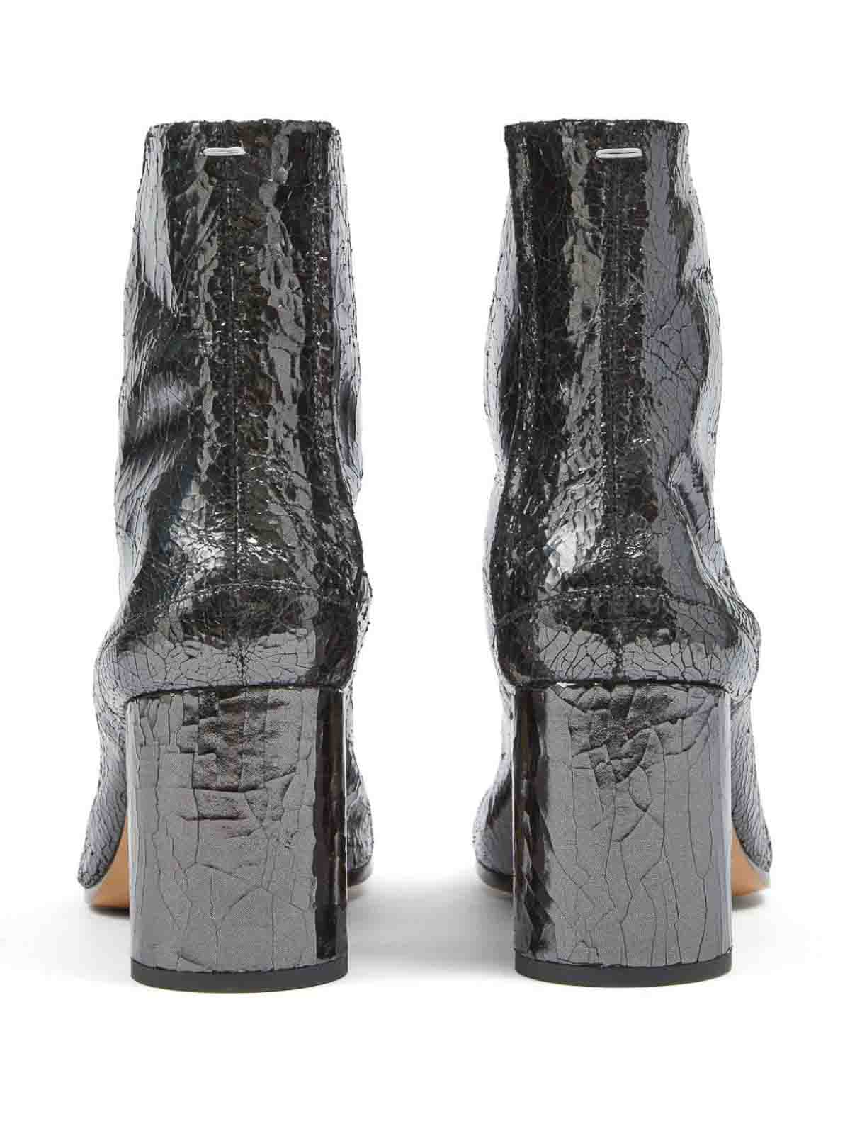 Shop Maison Margiela Leather Boots In Gris Oscuro