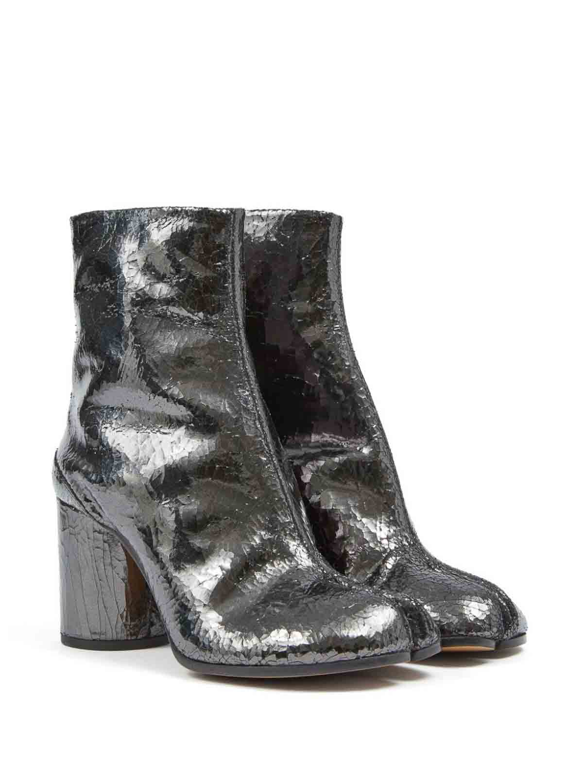 Shop Maison Margiela Leather Boots In Gris Oscuro