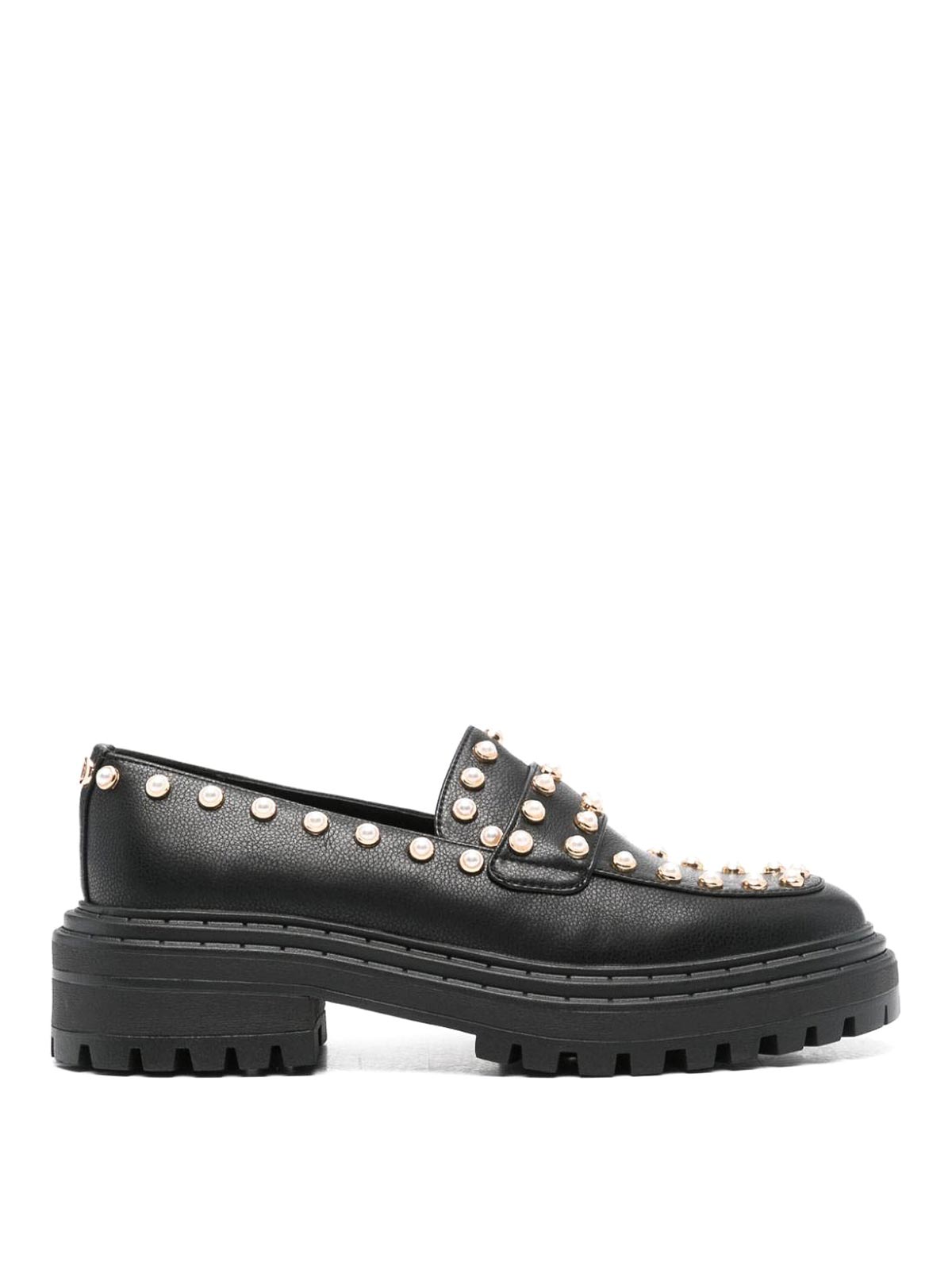 Shop Twinset Leather Loafers In Negro