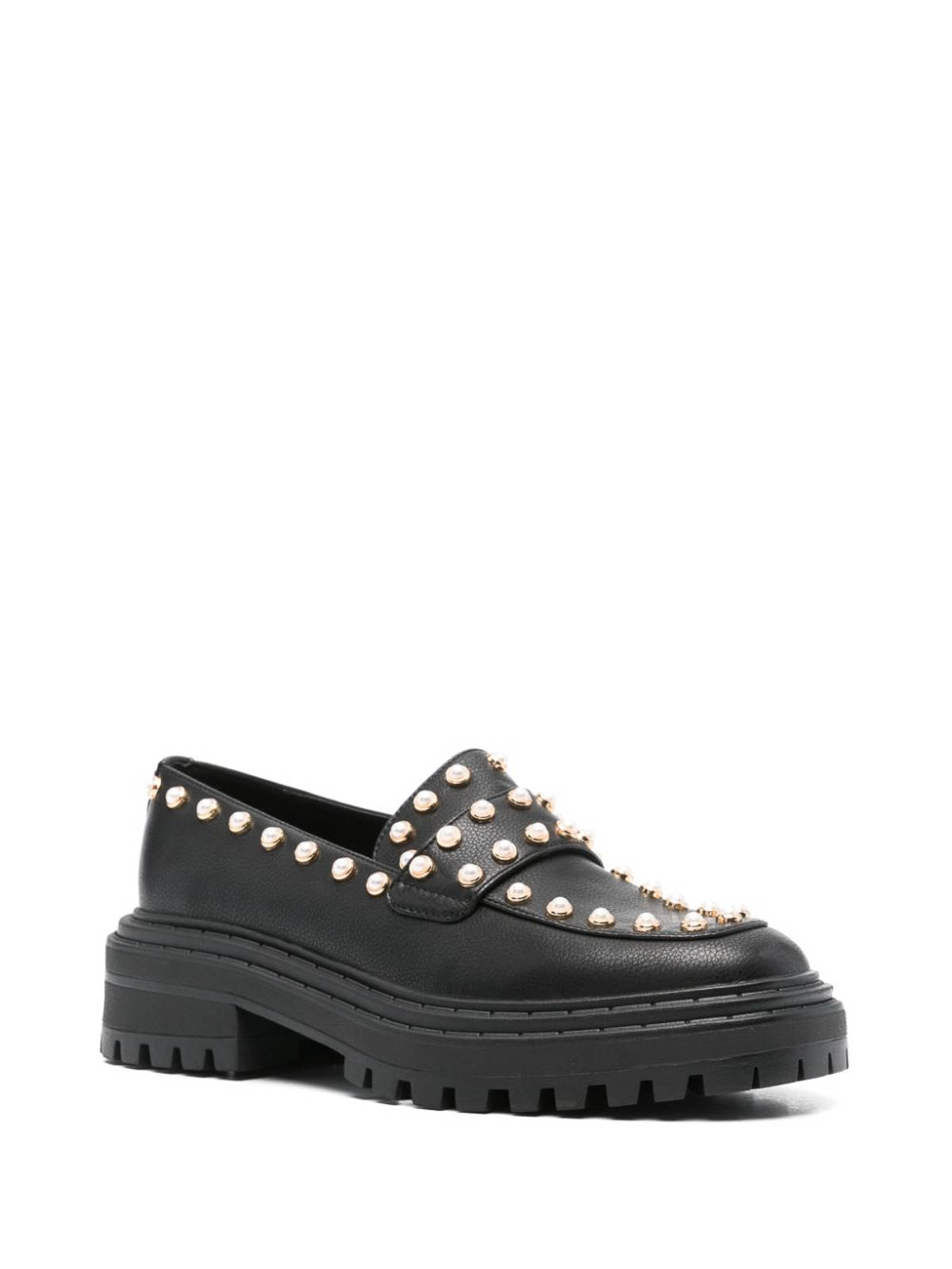 Shop Twinset Leather Loafers In Negro