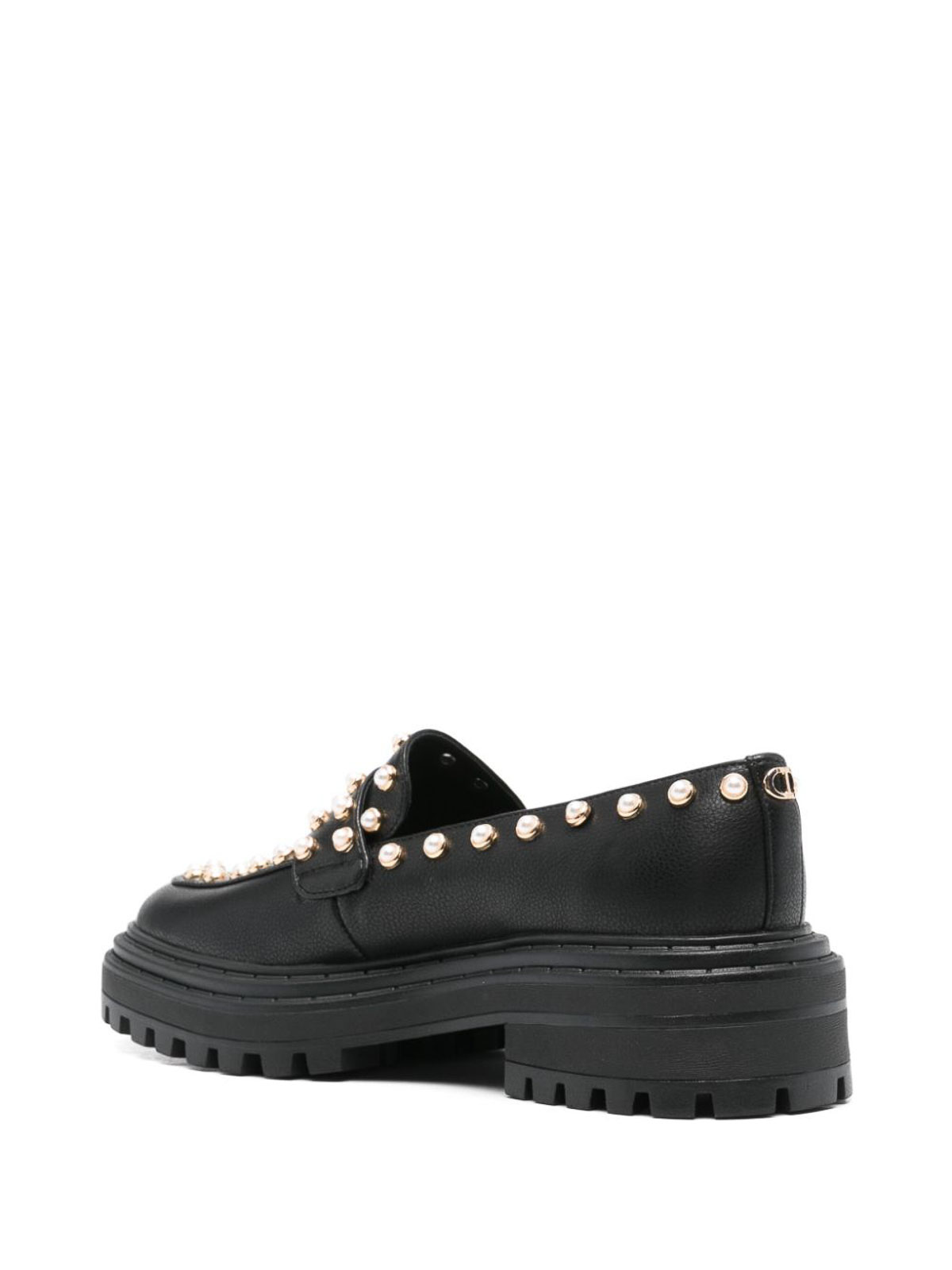 Shop Twinset Leather Loafers In Negro