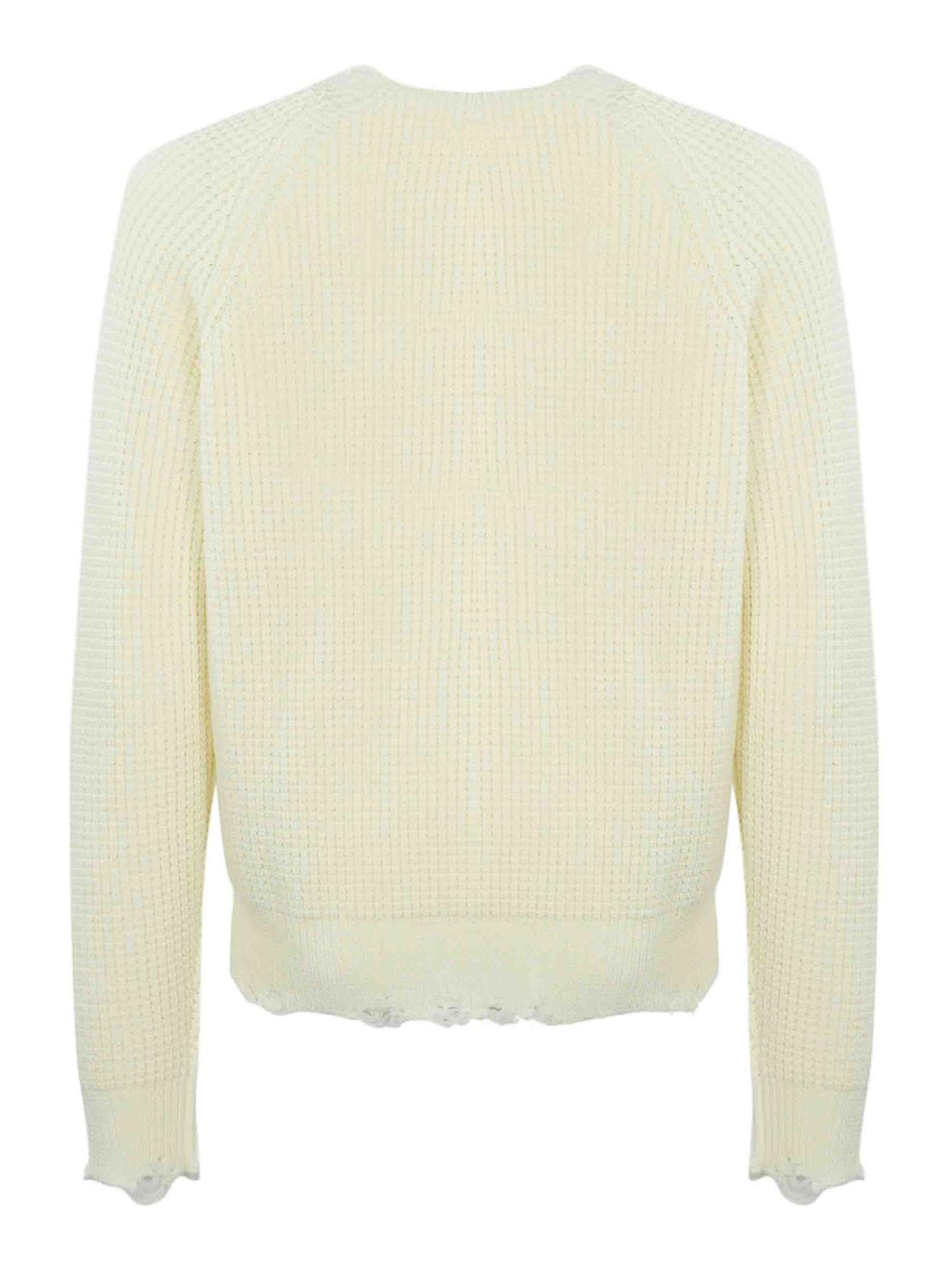 Shop Dsquared2 Worn-effect Wool Sweater In Beige