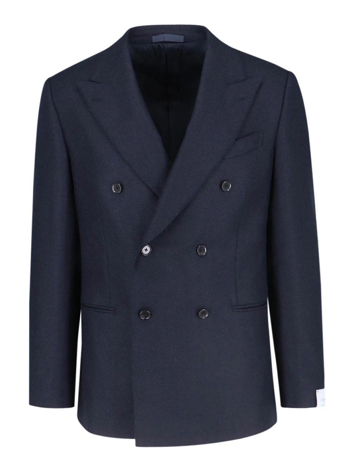 Shop Caruso Double-breasted Jacket In Blue