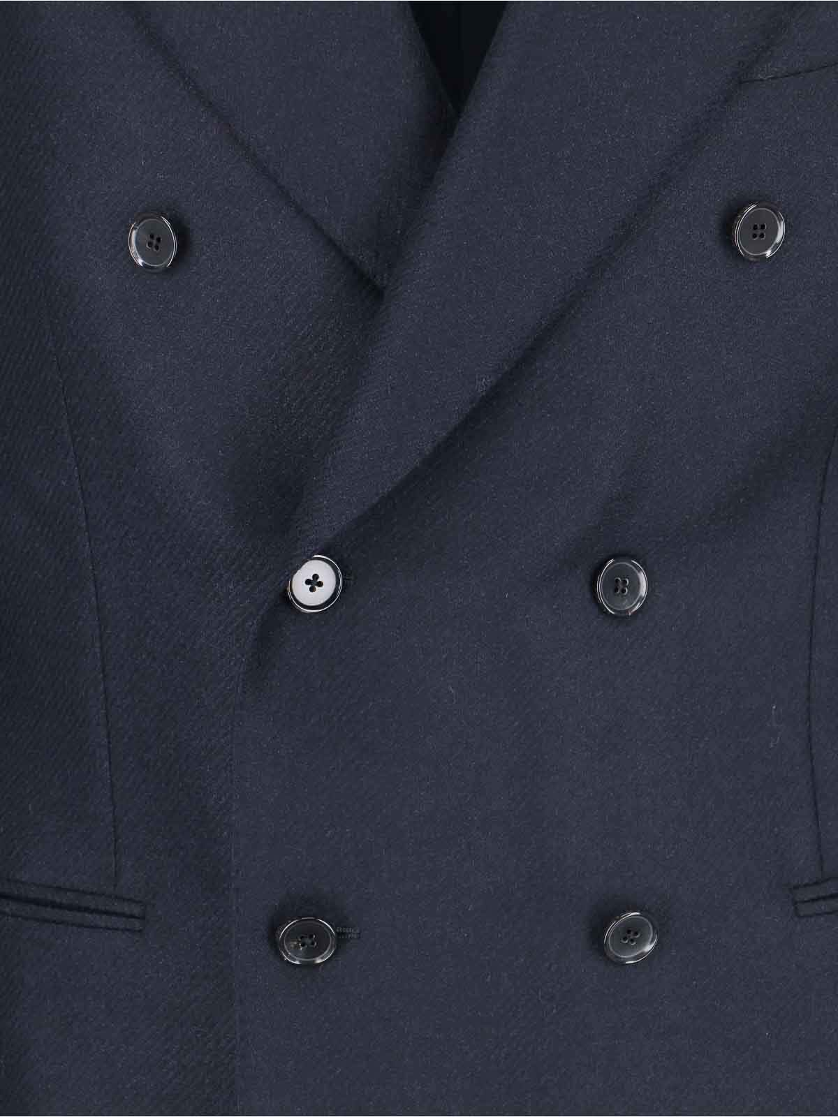 Shop Caruso Double-breasted Jacket In Blue