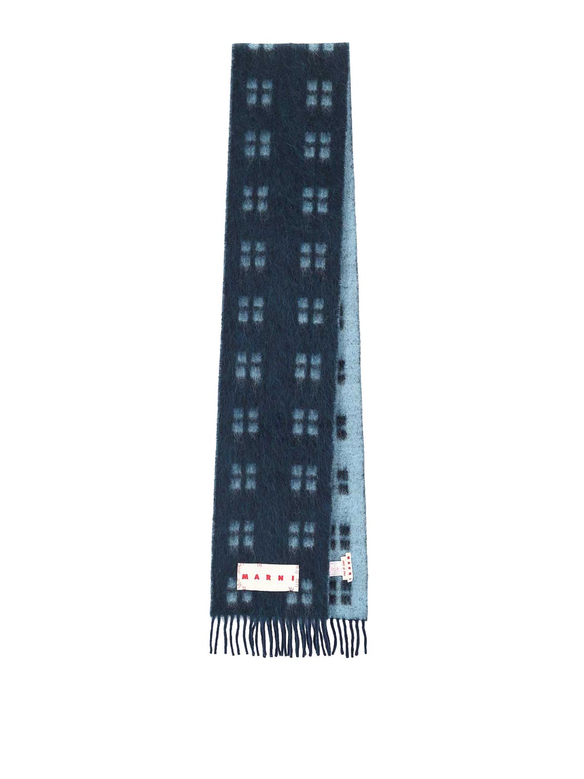 Shop Marni Reversible Logo Scarf In Blue