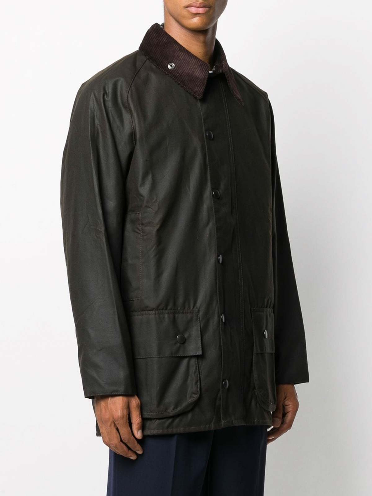 Shop Barbour Beaufort Cotton Jacket With Ribbed Collar In Green