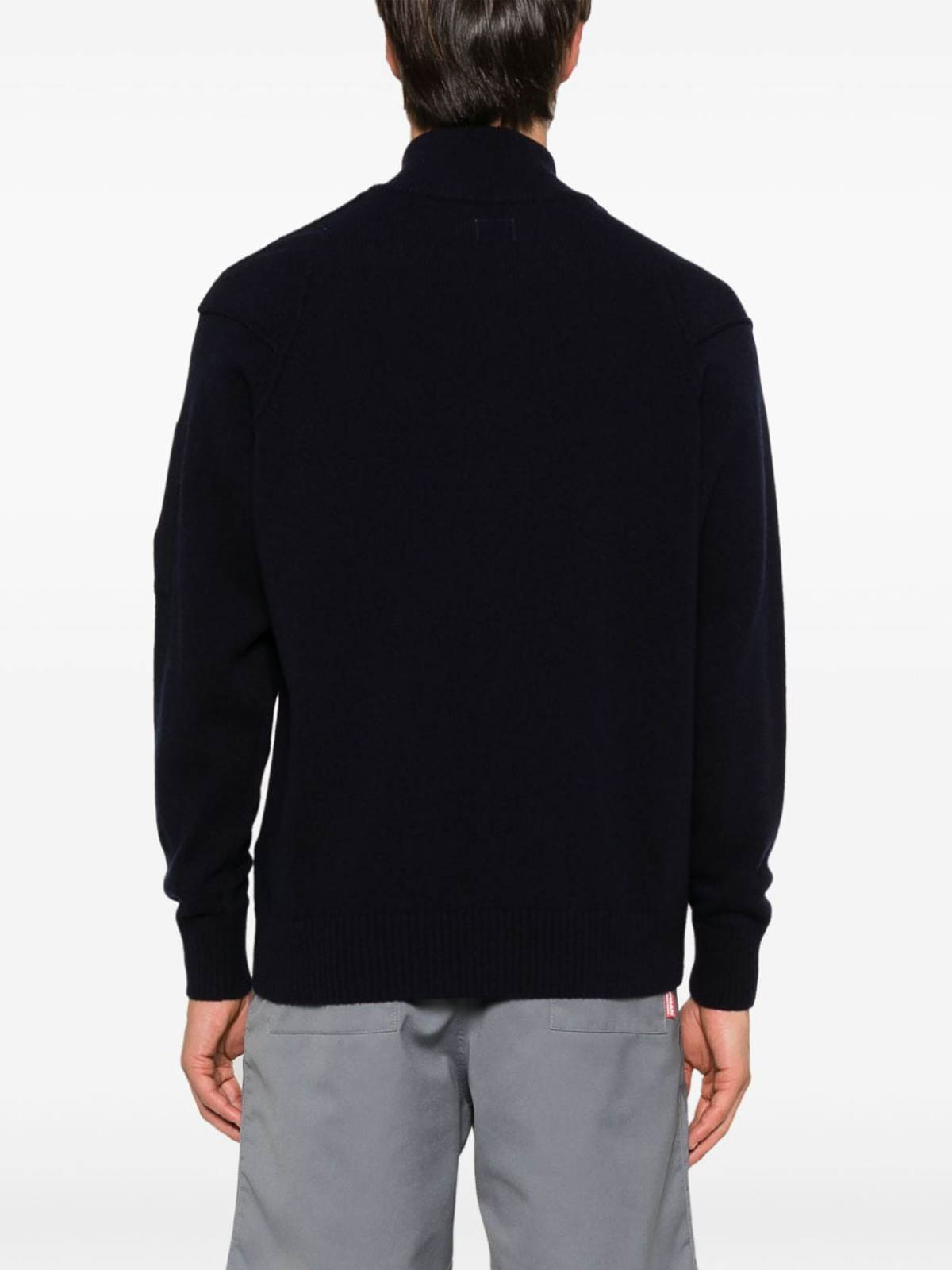 Shop C.p. Company Wool Sweater With Zip In Blue