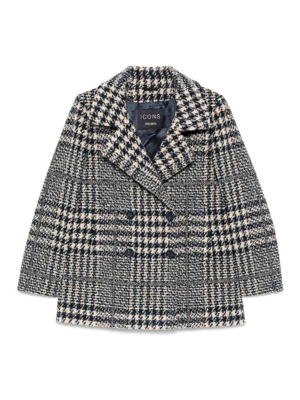 Shop Cinzia Rocca Plaid Coat In Blue