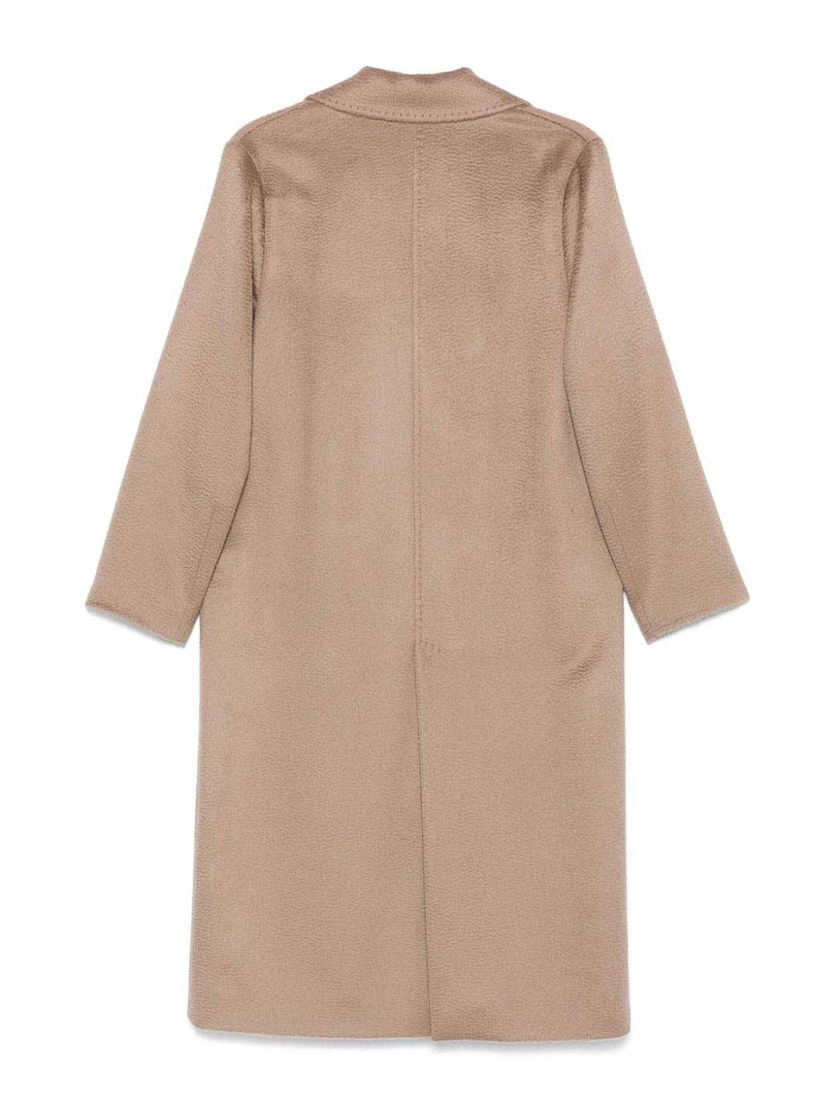 Shop Cinzia Rocca Long Coat With A Brushed Effect In Camel