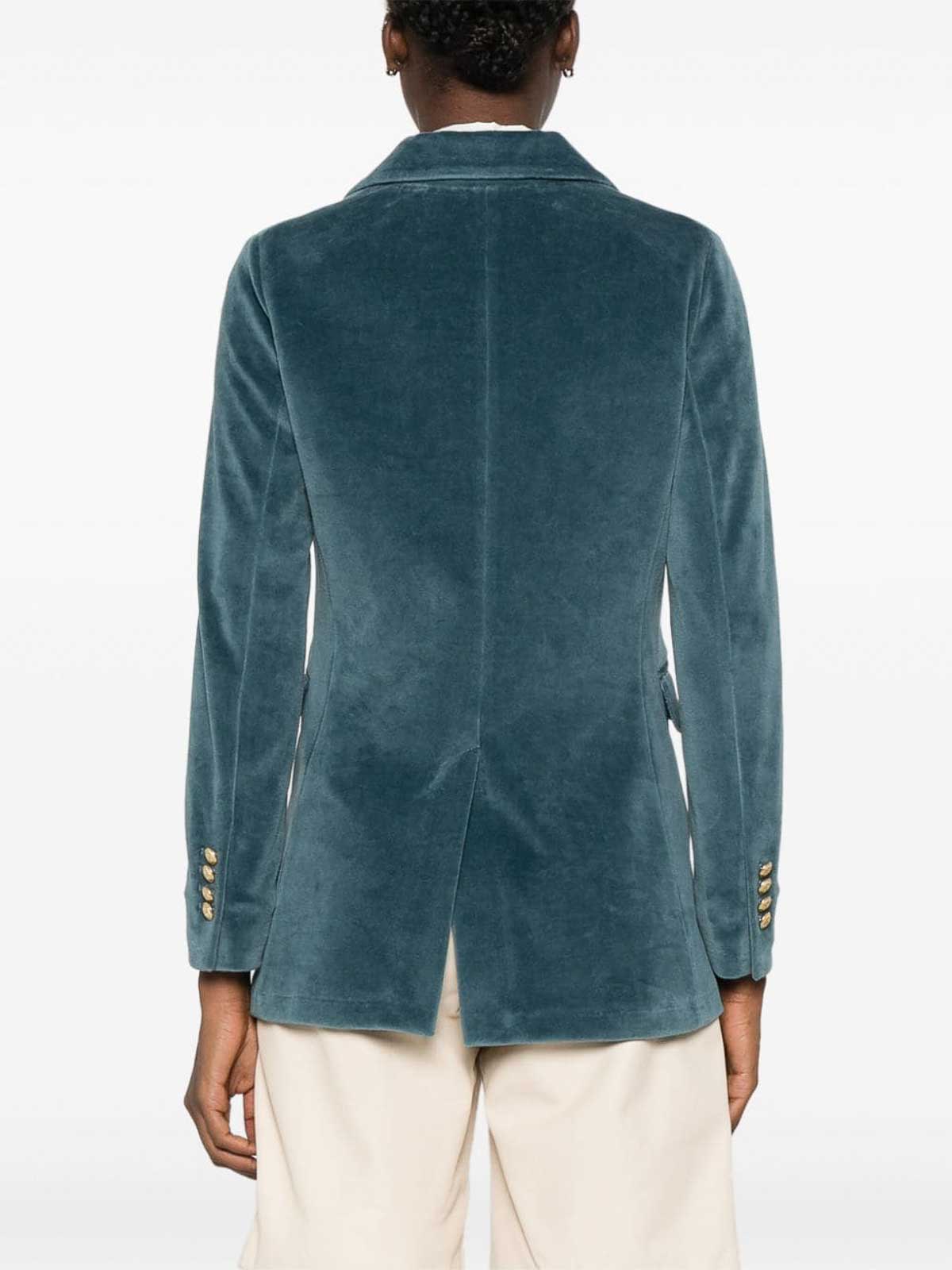 Shop Circolo 1901 Light Blue Velvet Double-breasted Blazer